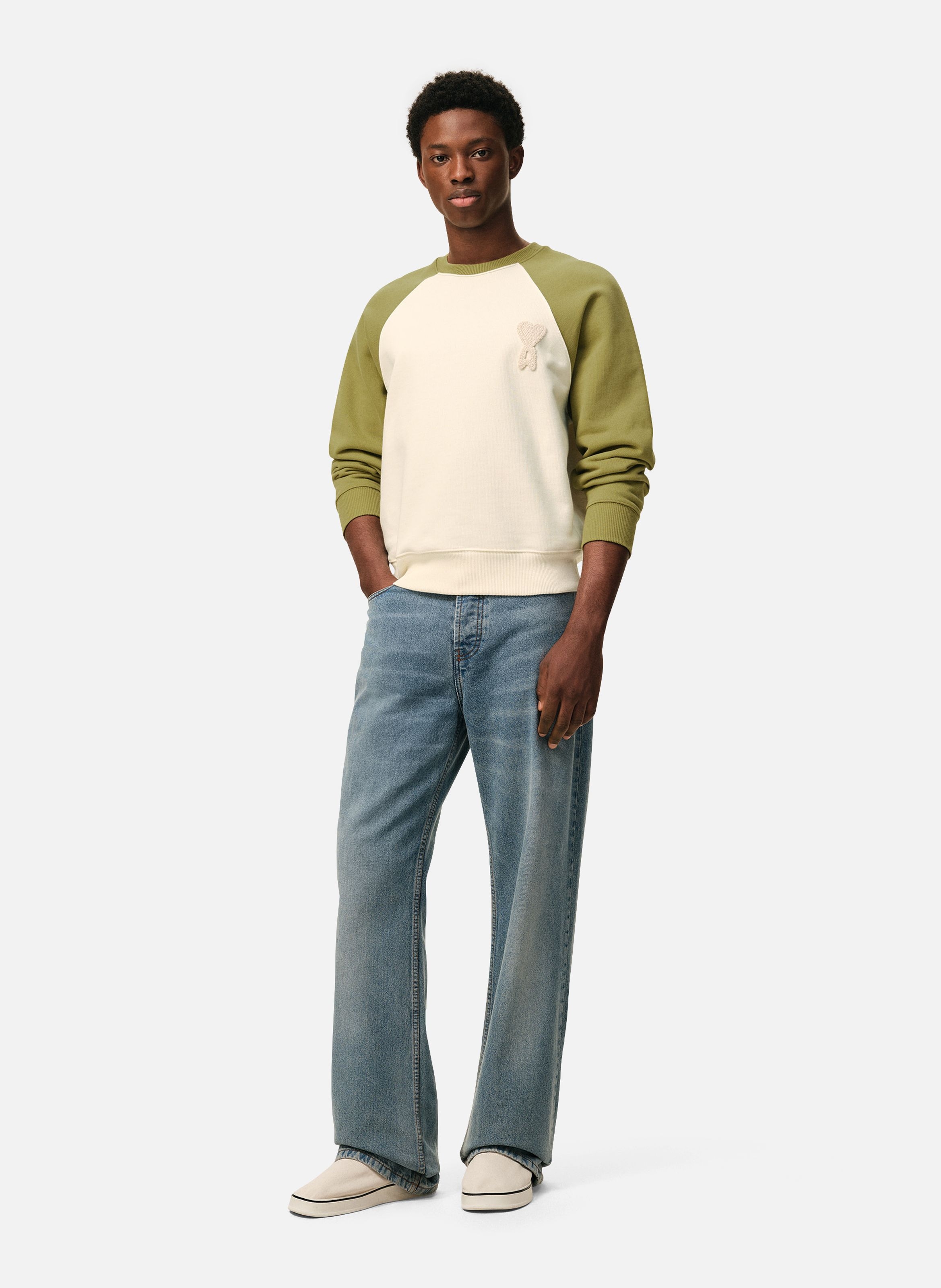 Sweatshirt ami de coeur crochet unisexe en coton AMI PARIS Blanc