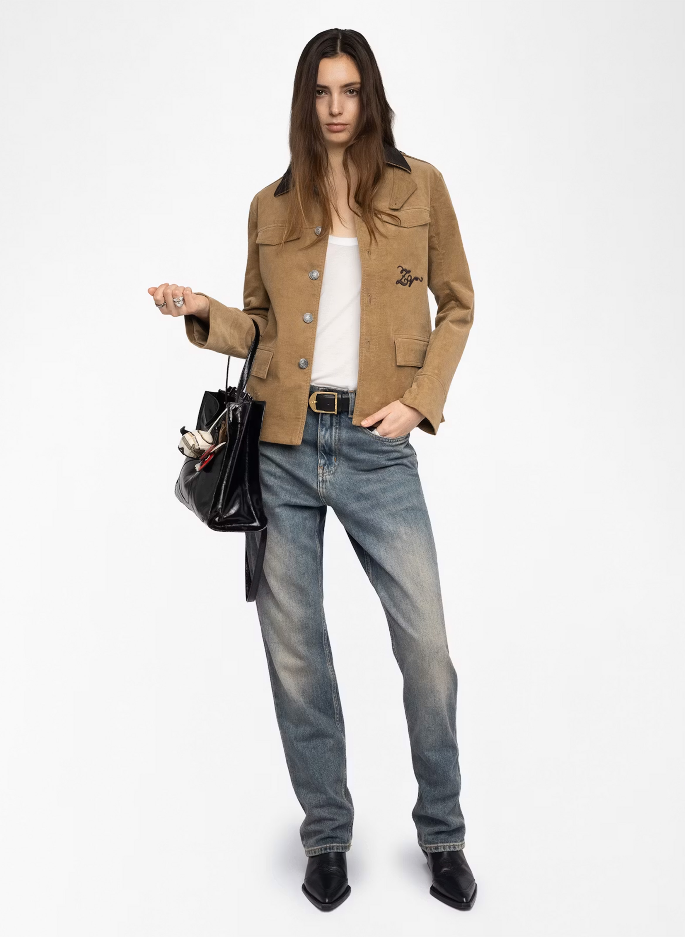 Veste droite côtelée en coton mélangé veram ZADIG&VOLTAIRE Beige