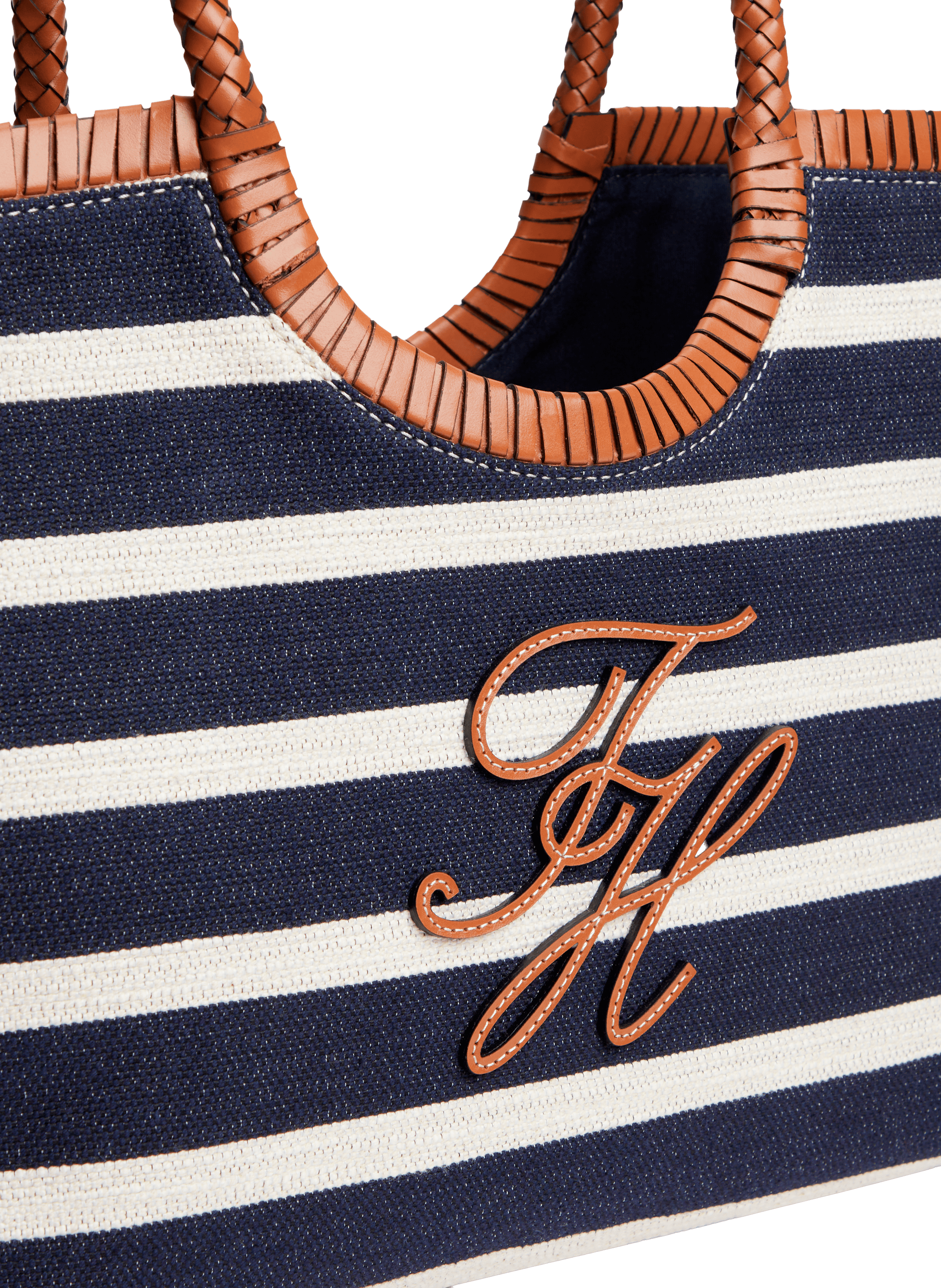 Tote bag rayé à logo texturé en coton mélangé TOMMY HILFIGER Bleu