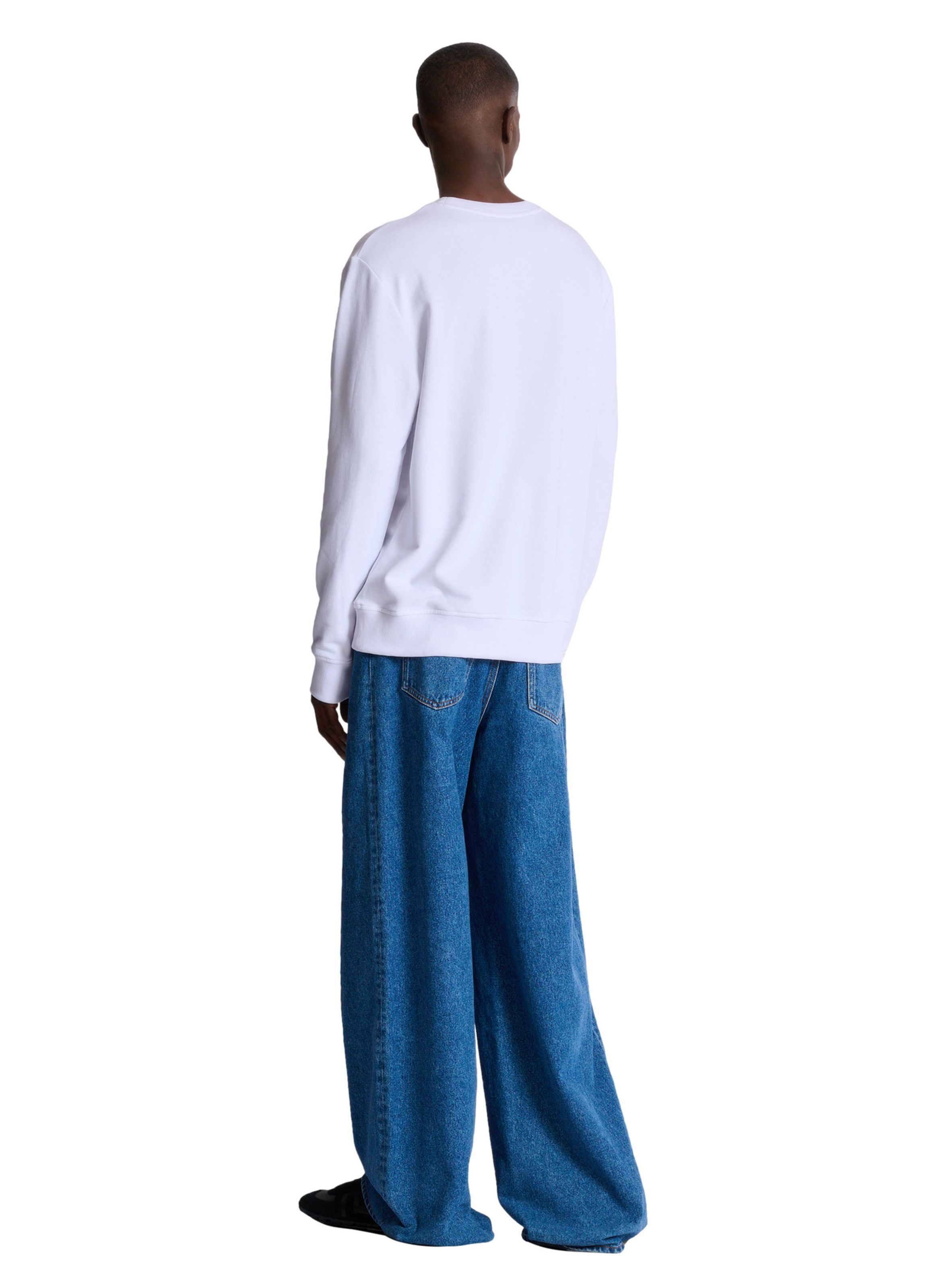 Sweat-shirt college emblem imprimé BALMAIN Bleu