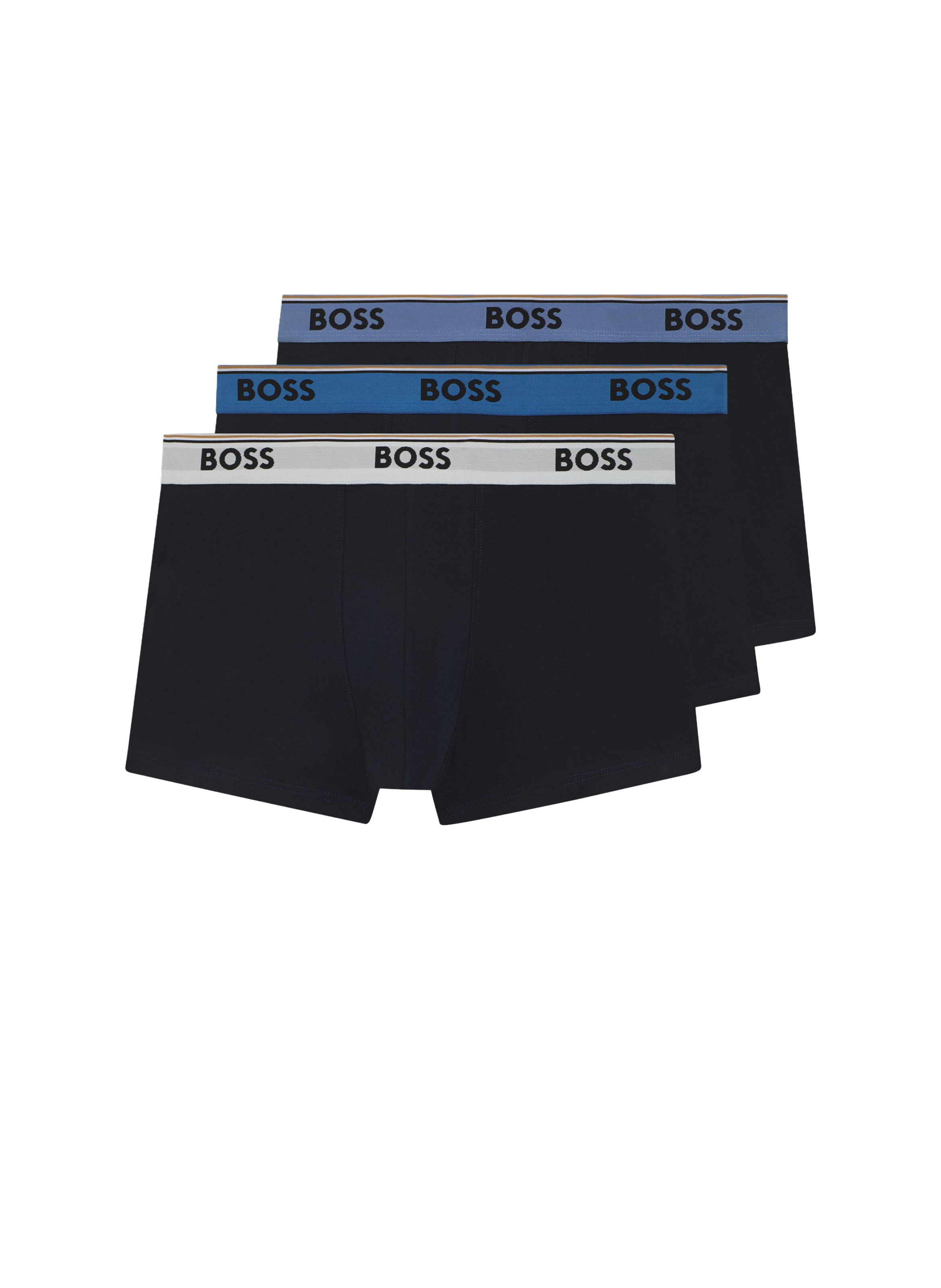 Lot de 3 boxers unis en coton mélangé BOSS Bleu