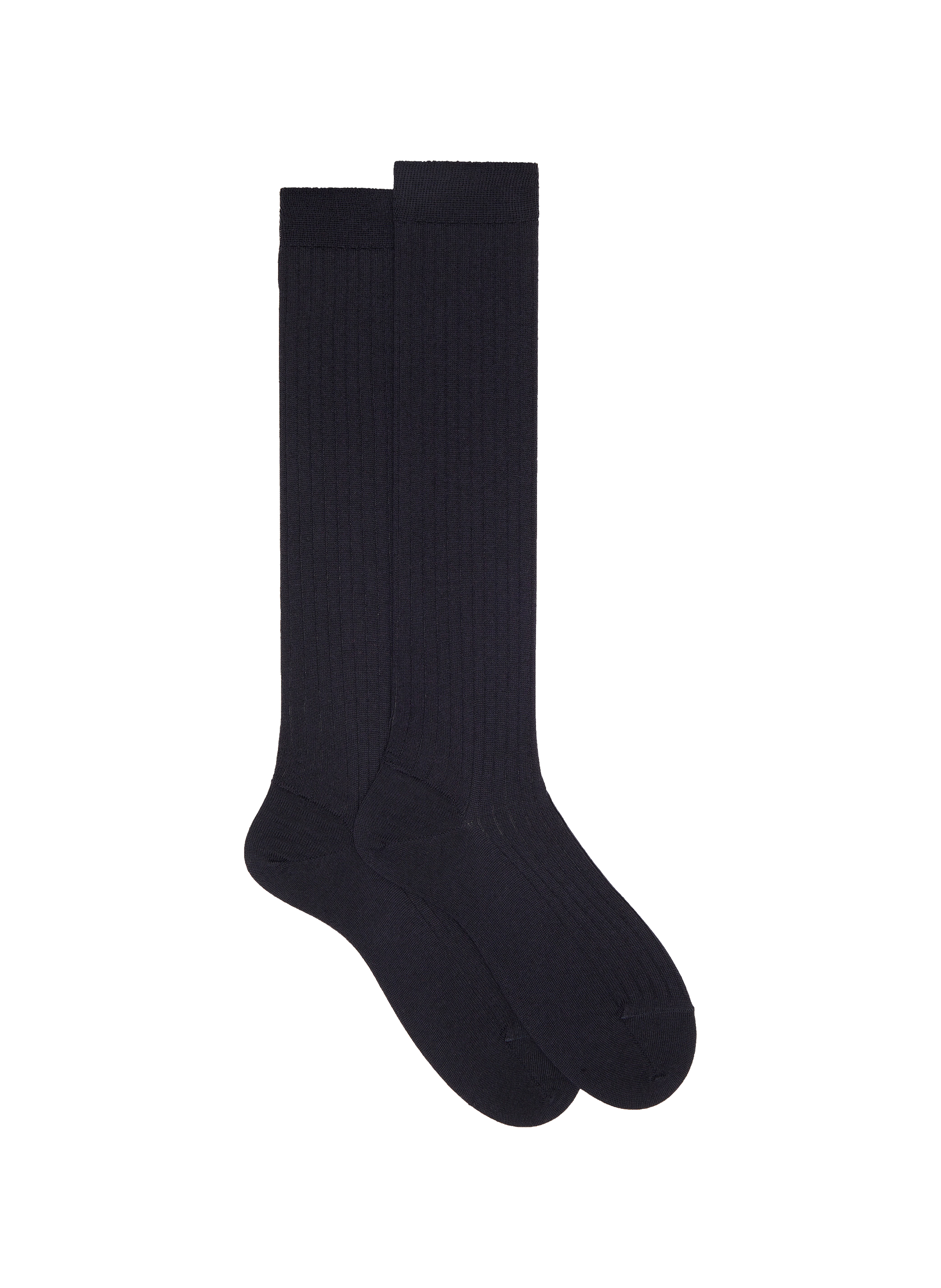 Chaussettes hautes côtelées en laine mérinos DORÉ DORÉ Bleu