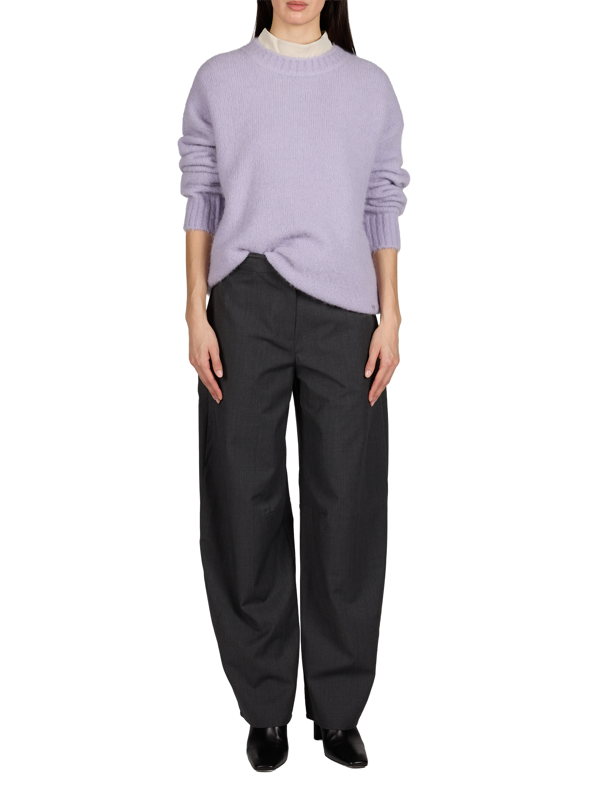 Straight long-sleeved sweater in blended alpaca wool SAMSOE SAMSOE Purple