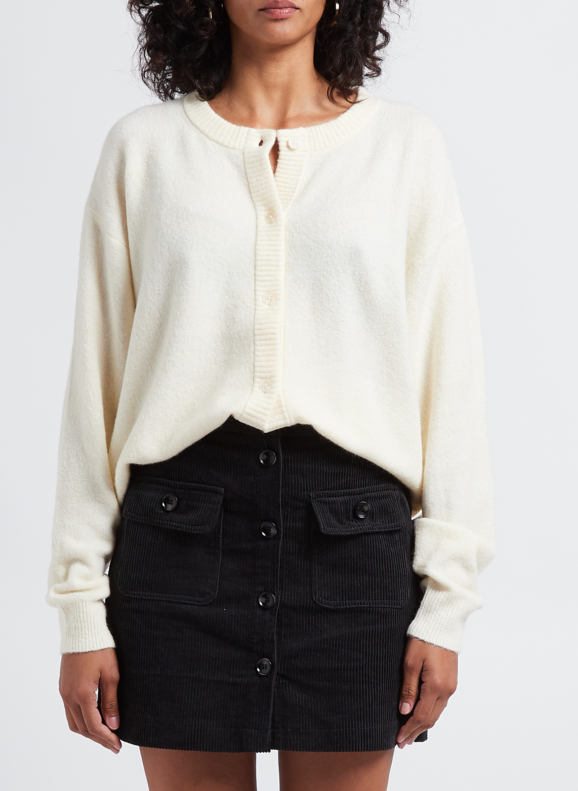 Gilet oversize col rond boutonné damsville AMERICAN VINTAGE Beige