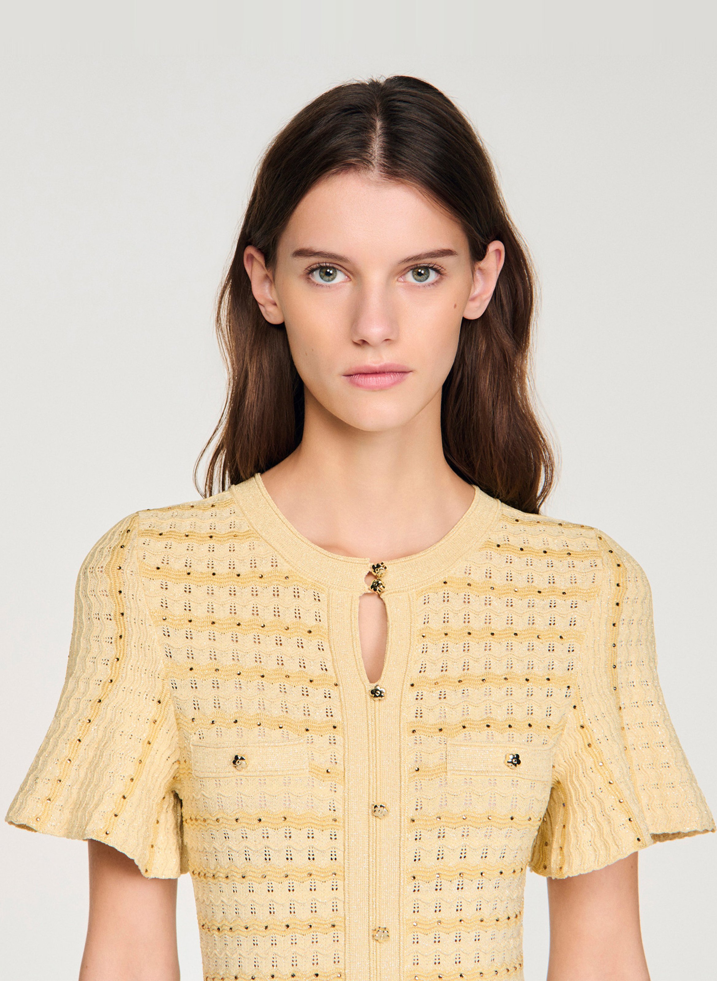 Robe longue col rond évasée SANDRO Doré