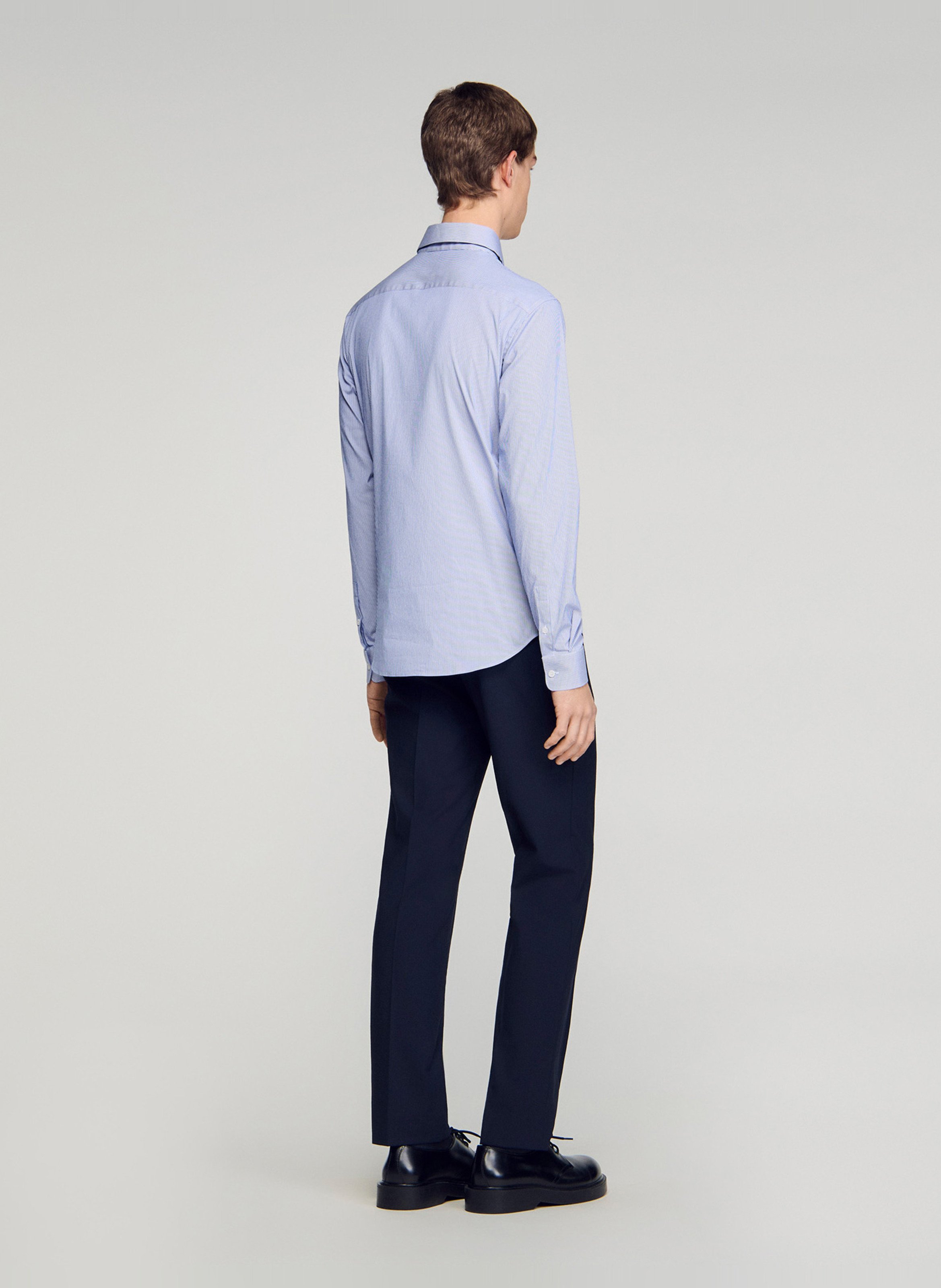 Chemise classic-fit col classique rayée en coton mélangé SANDRO Blanc