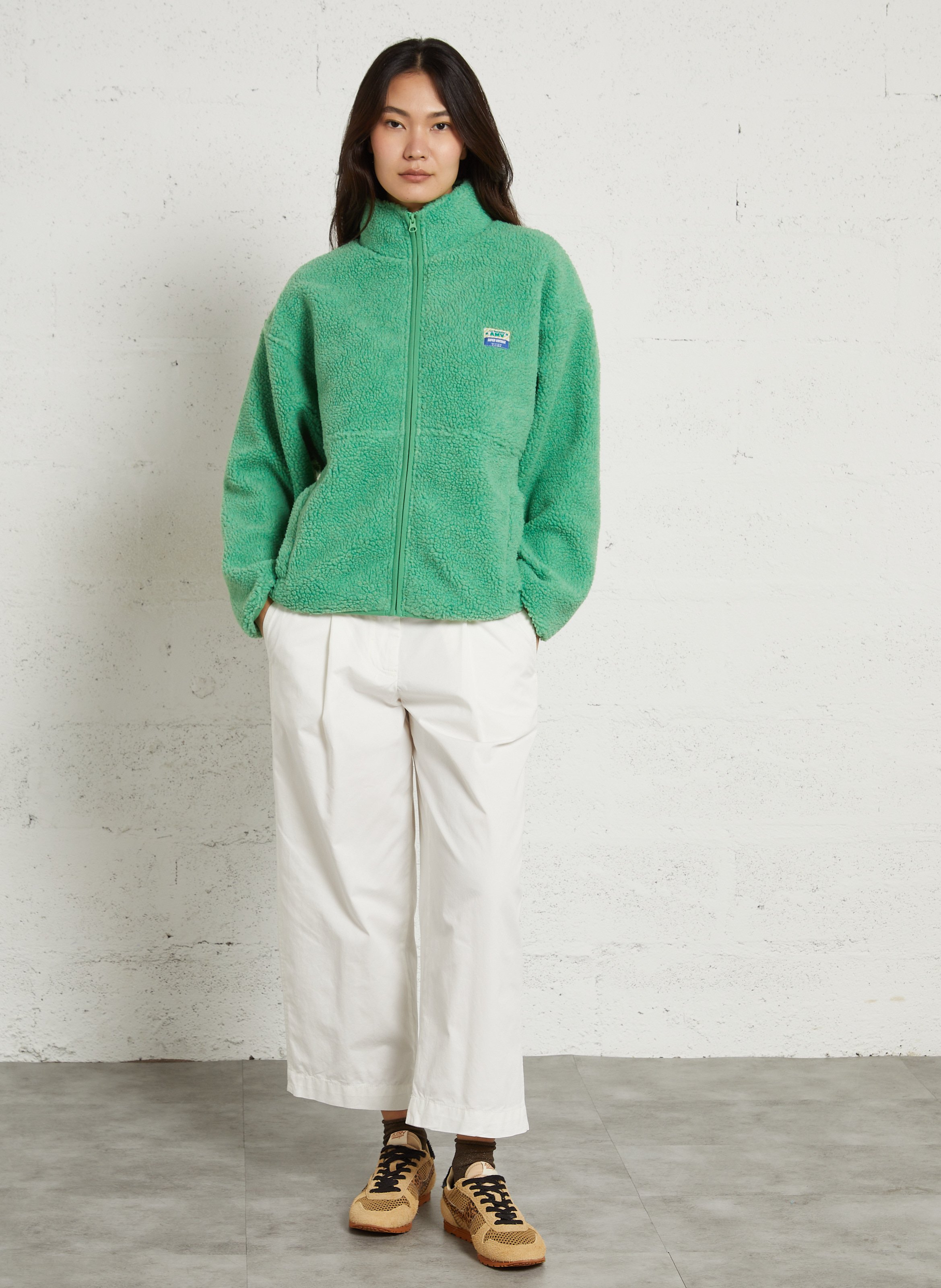 Veste ample zippée à col montant polaire hoktown AMERICAN VINTAGE Vert