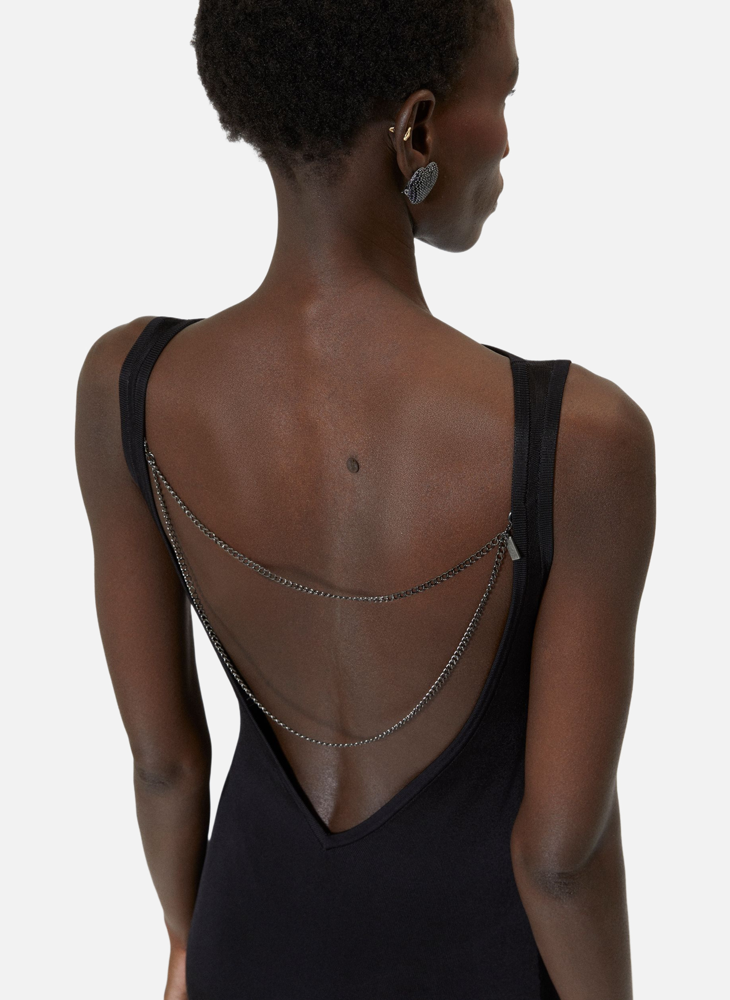 Robe longue en maille avec chaînes dos THE KOOPLES Noir