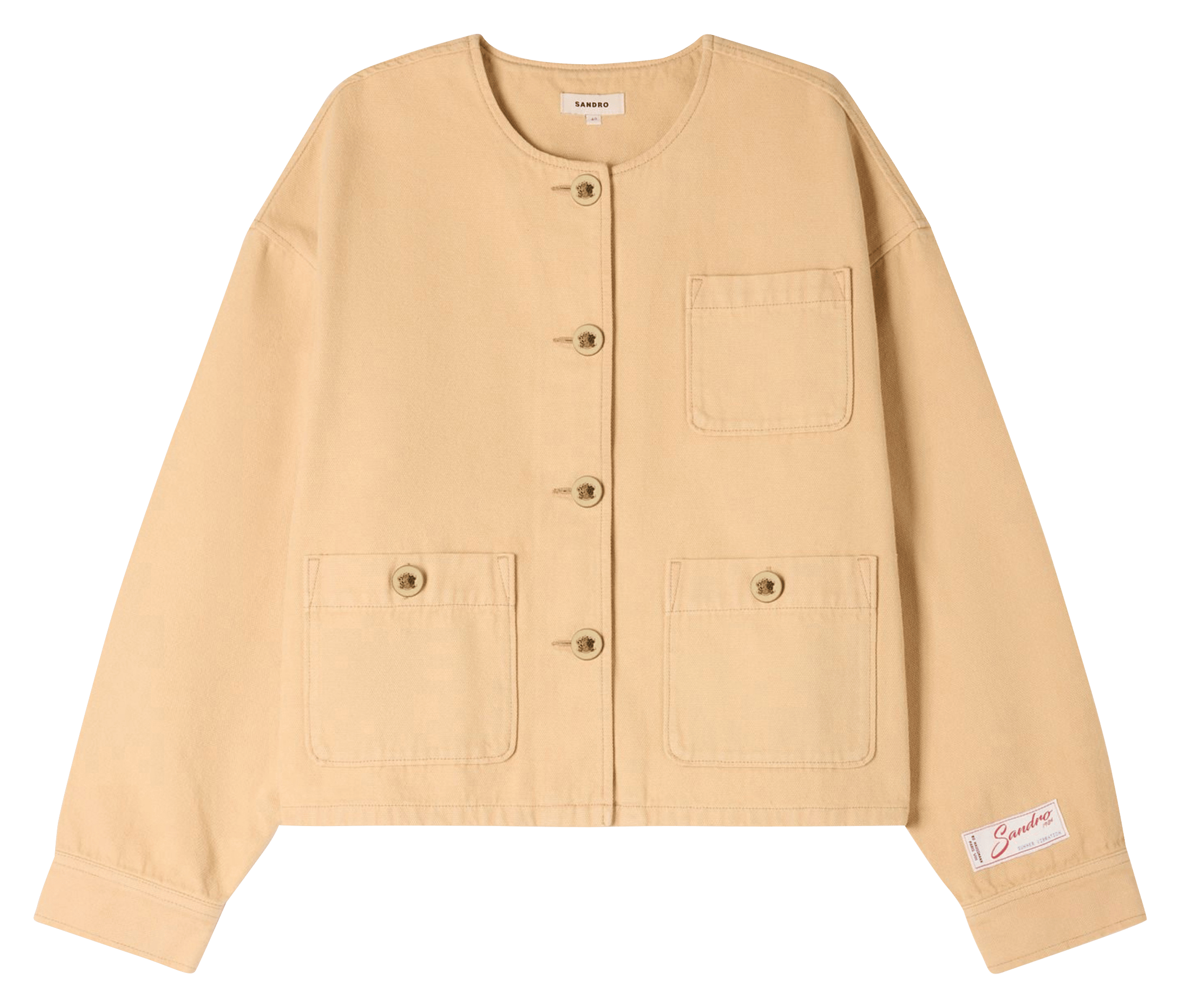 Blouson col rond en coton SANDRO Beige