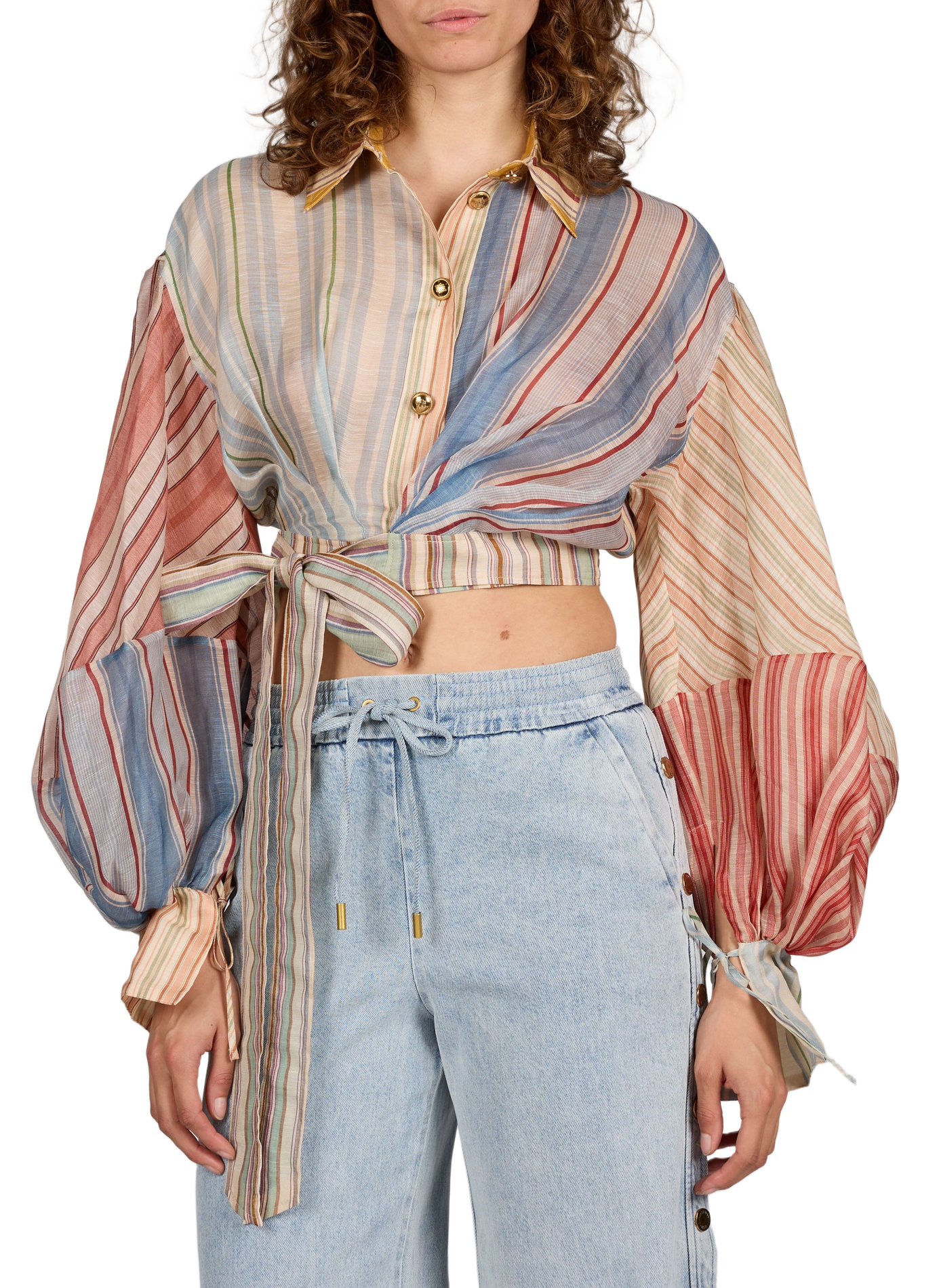 Short striped linen and silk blouse ZIMMERMANN Multicolour