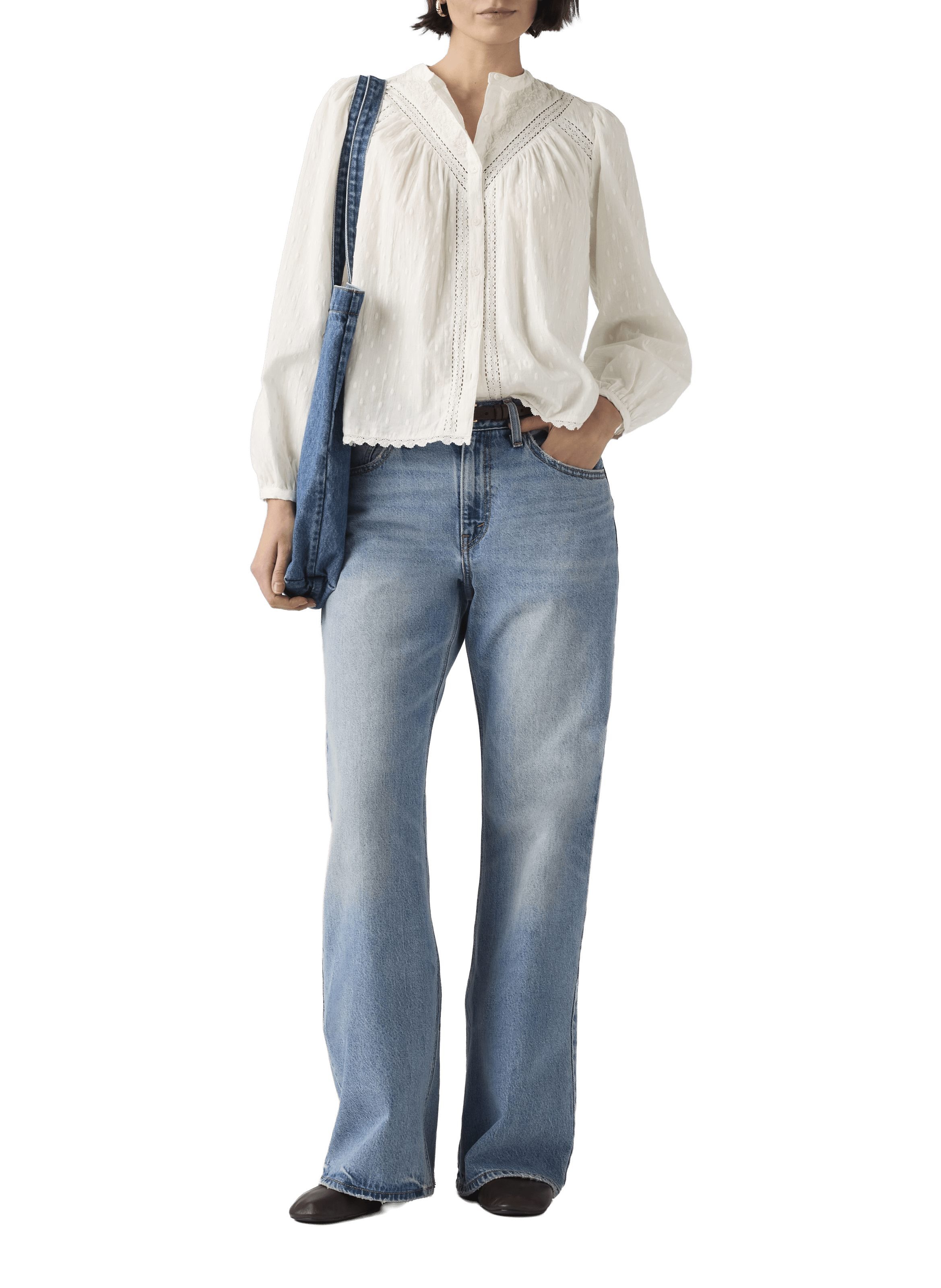 Jean large en coton LEVI'S Bleu