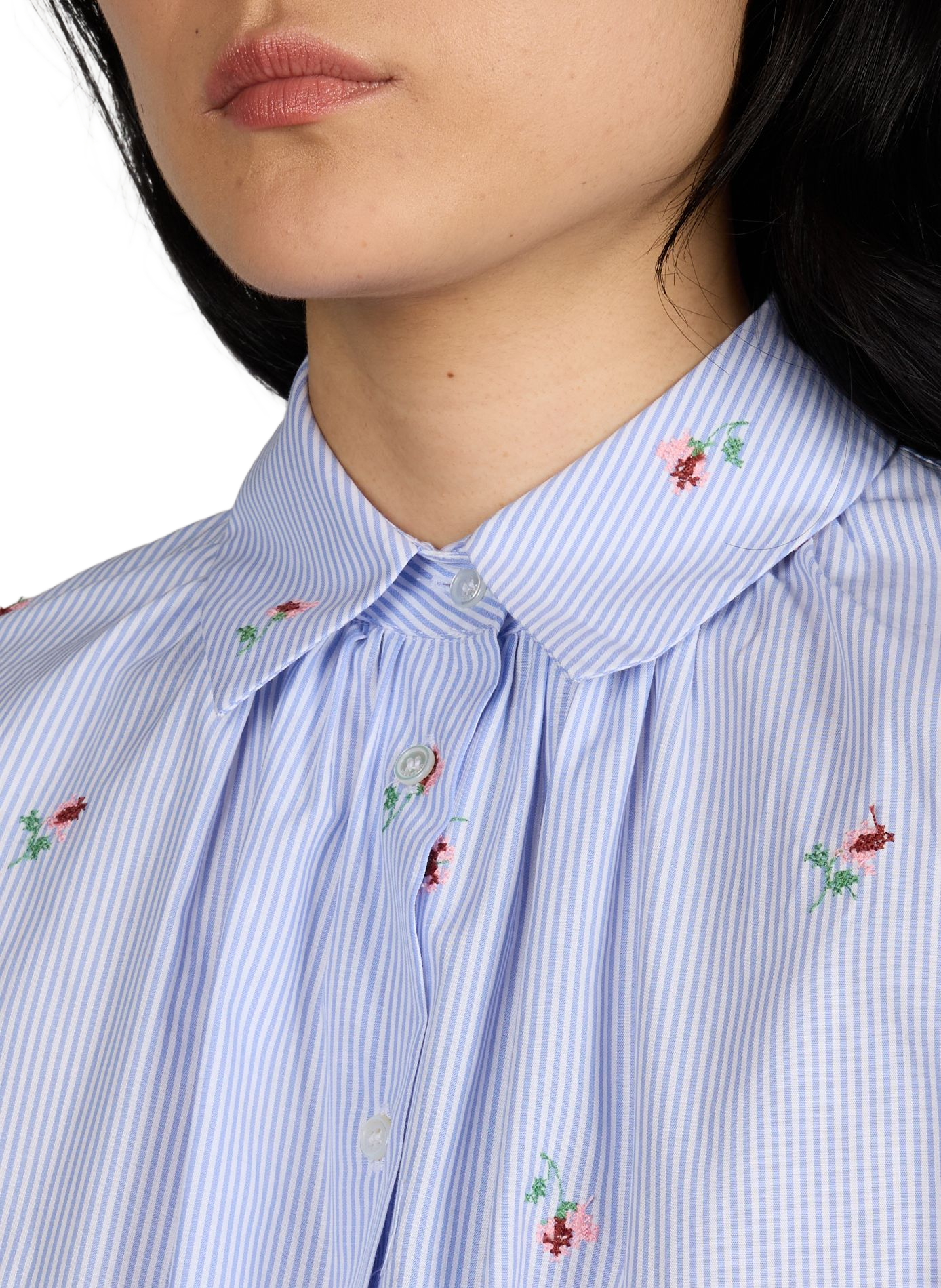 Cotton shirt with embroidered flowers MAX MARA WEEK END Blue