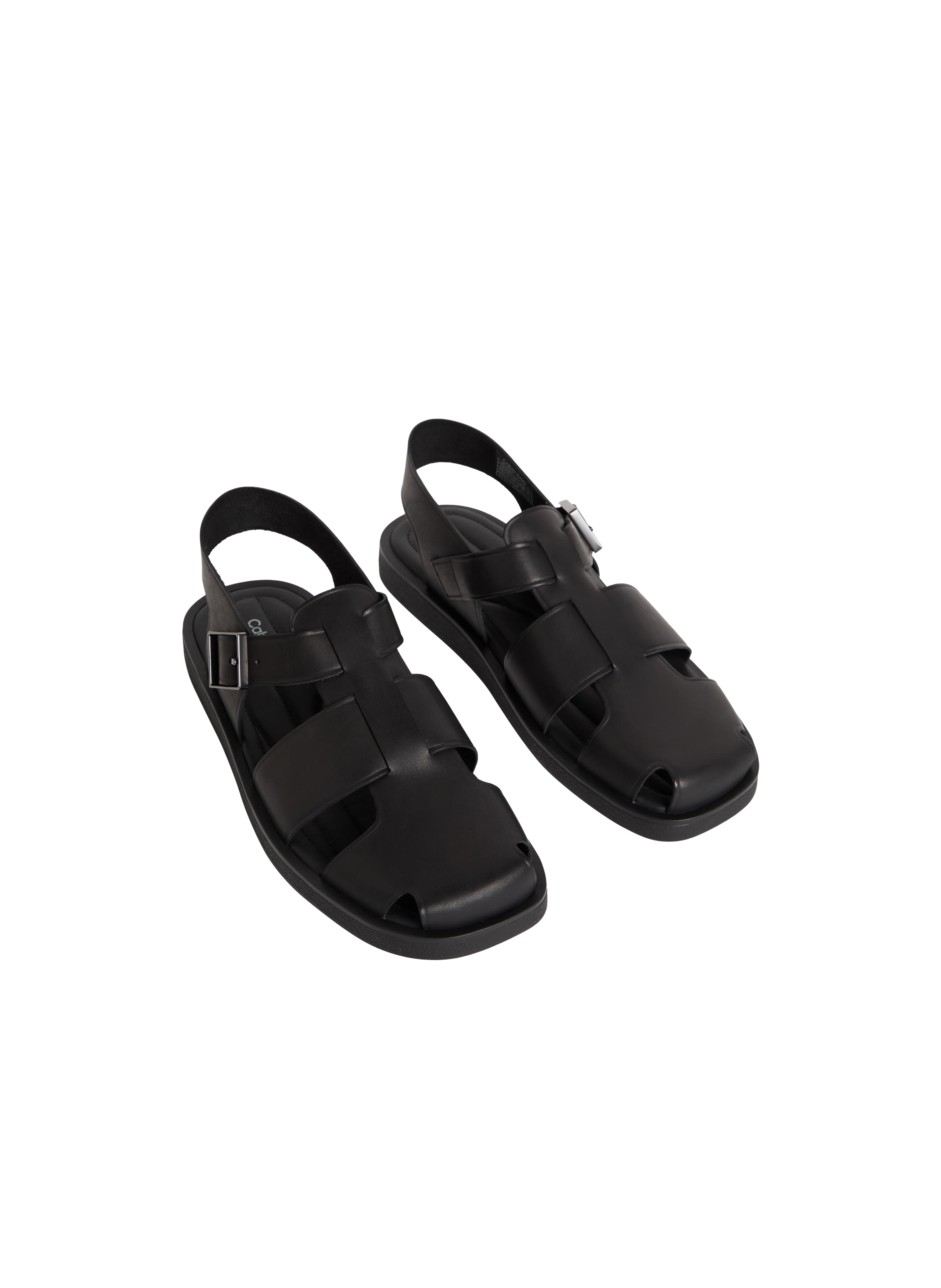 Sandales plates en cuir vegan CALVIN KLEIN Noir