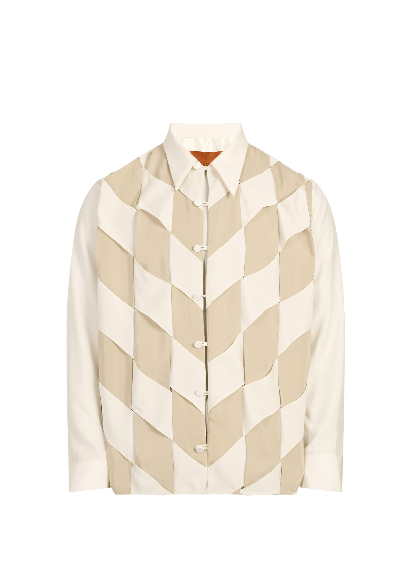 Confuso checkered shirt with overlapping layers in silk CAMPILLO Beige