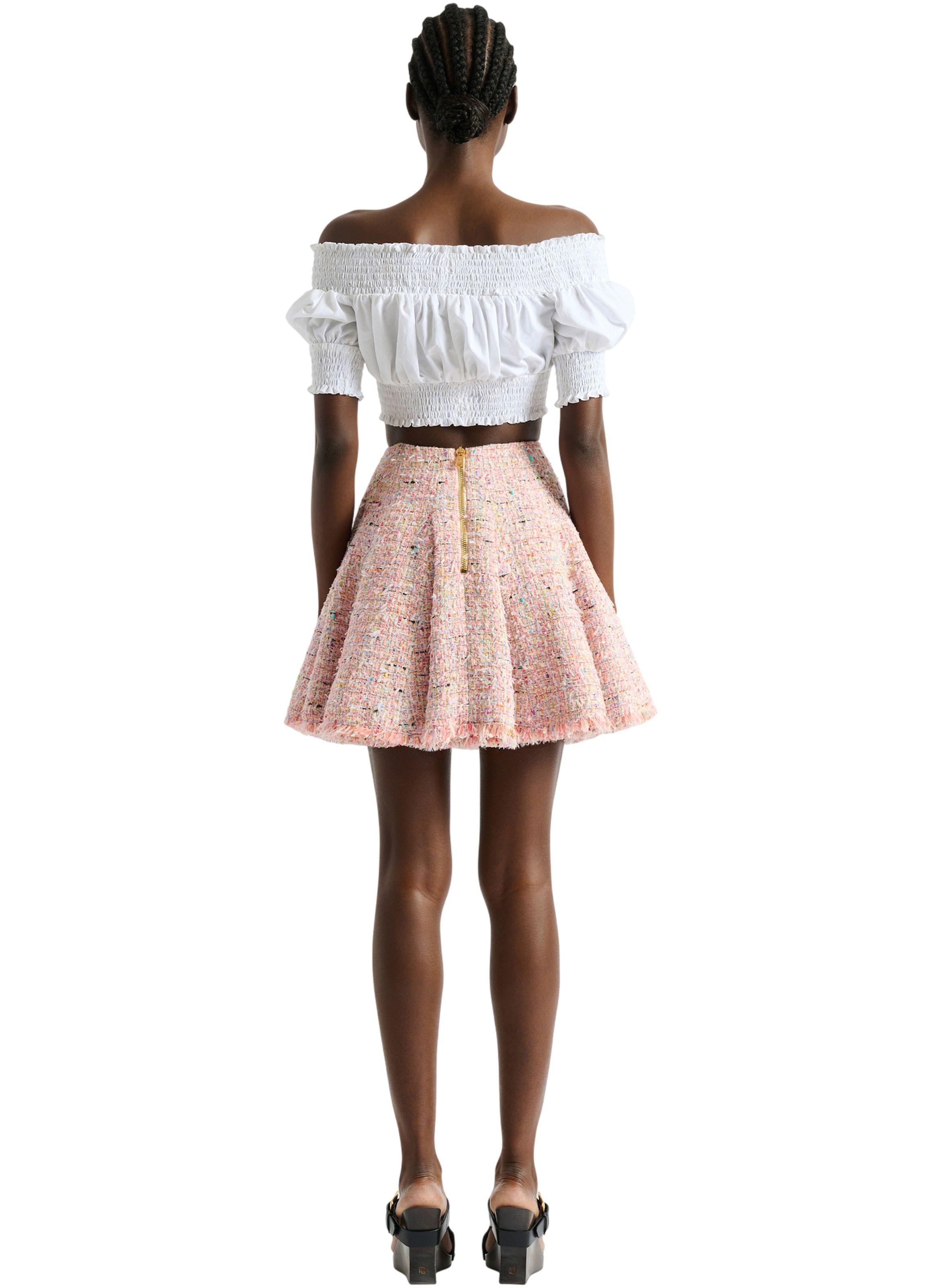 Jupe patineuse en tweed BALMAIN Rose