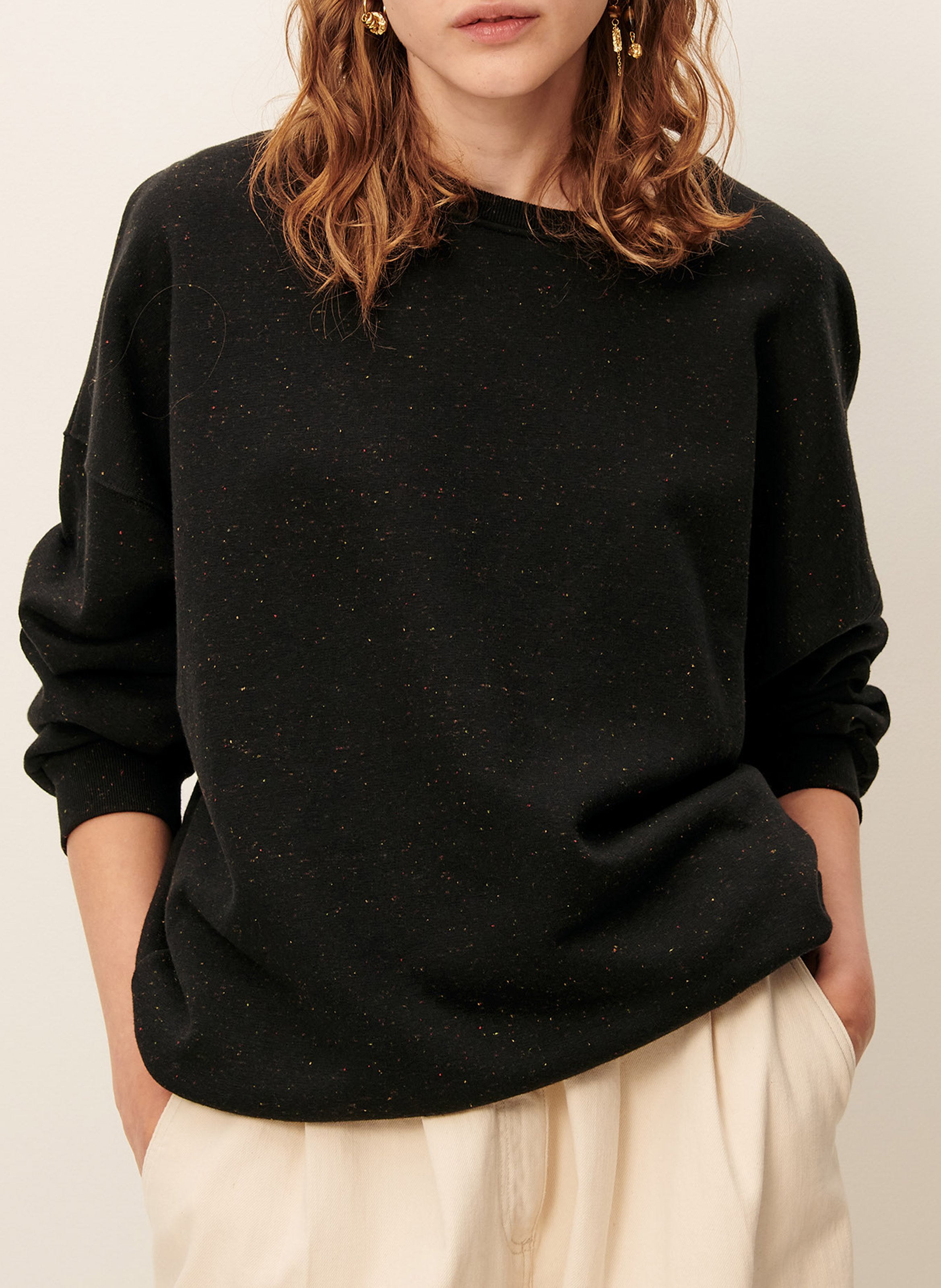 Sweat col rond en coton mélangé chebbi SESSUN Noir