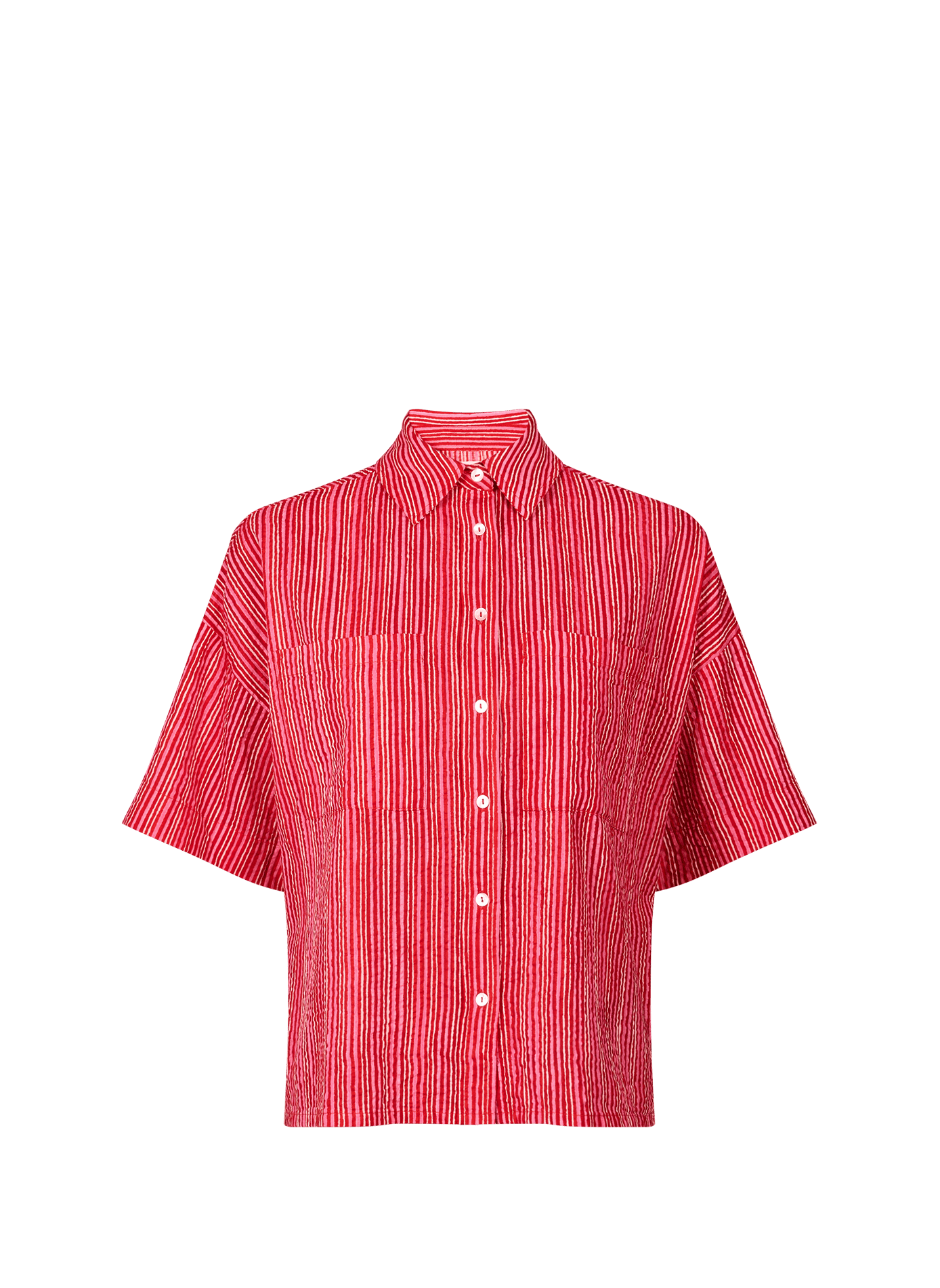 Short-sleeved embroidered cotton shirt GARANCE Pink