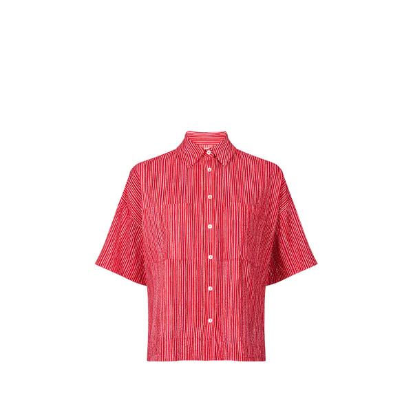 Chemise brodée à manches courtes en coton Chemise brodée à manches courtes en coton