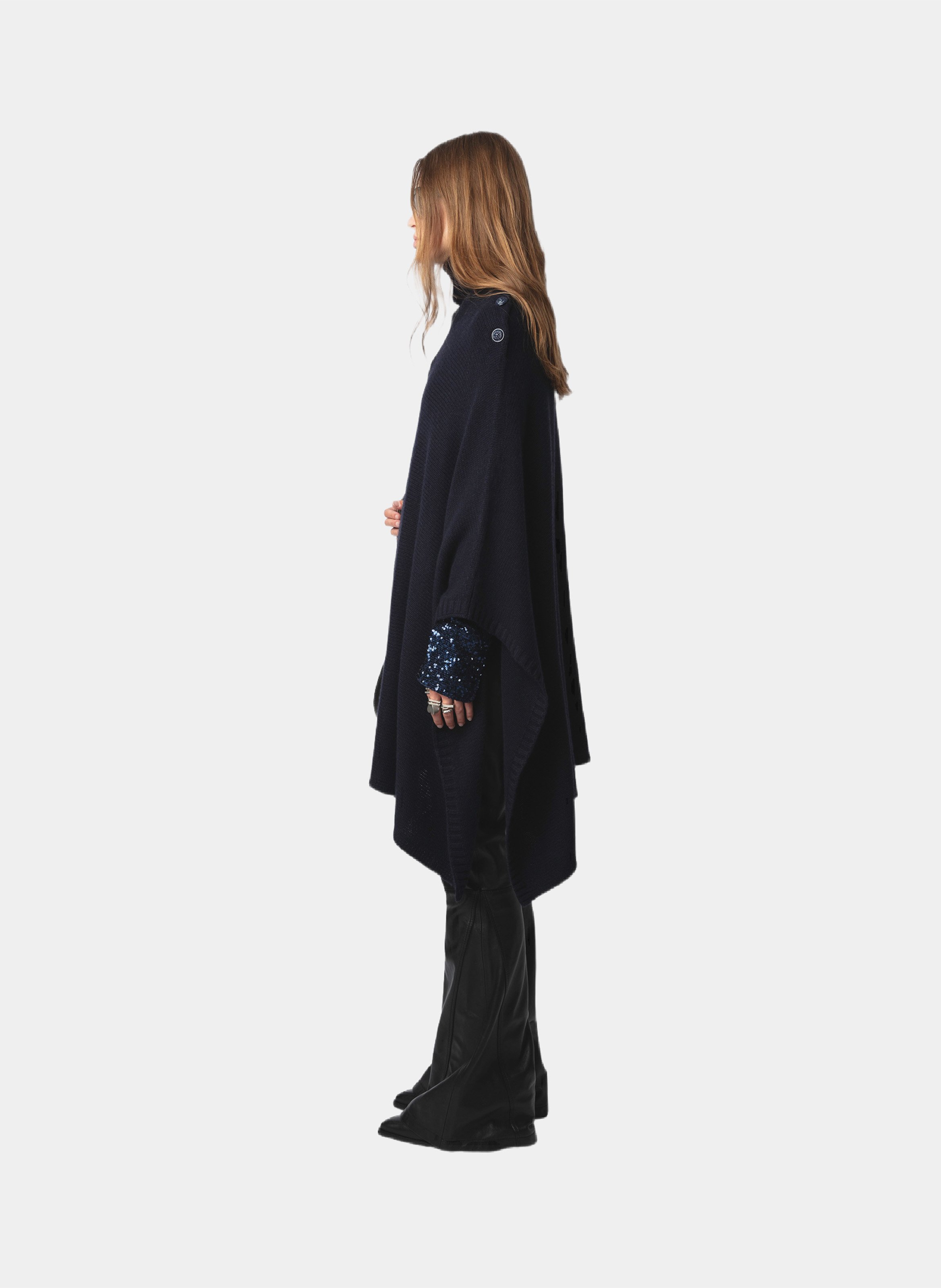 Poncho col montant en cachemire palma ZADIG&VOLTAIRE Bleu