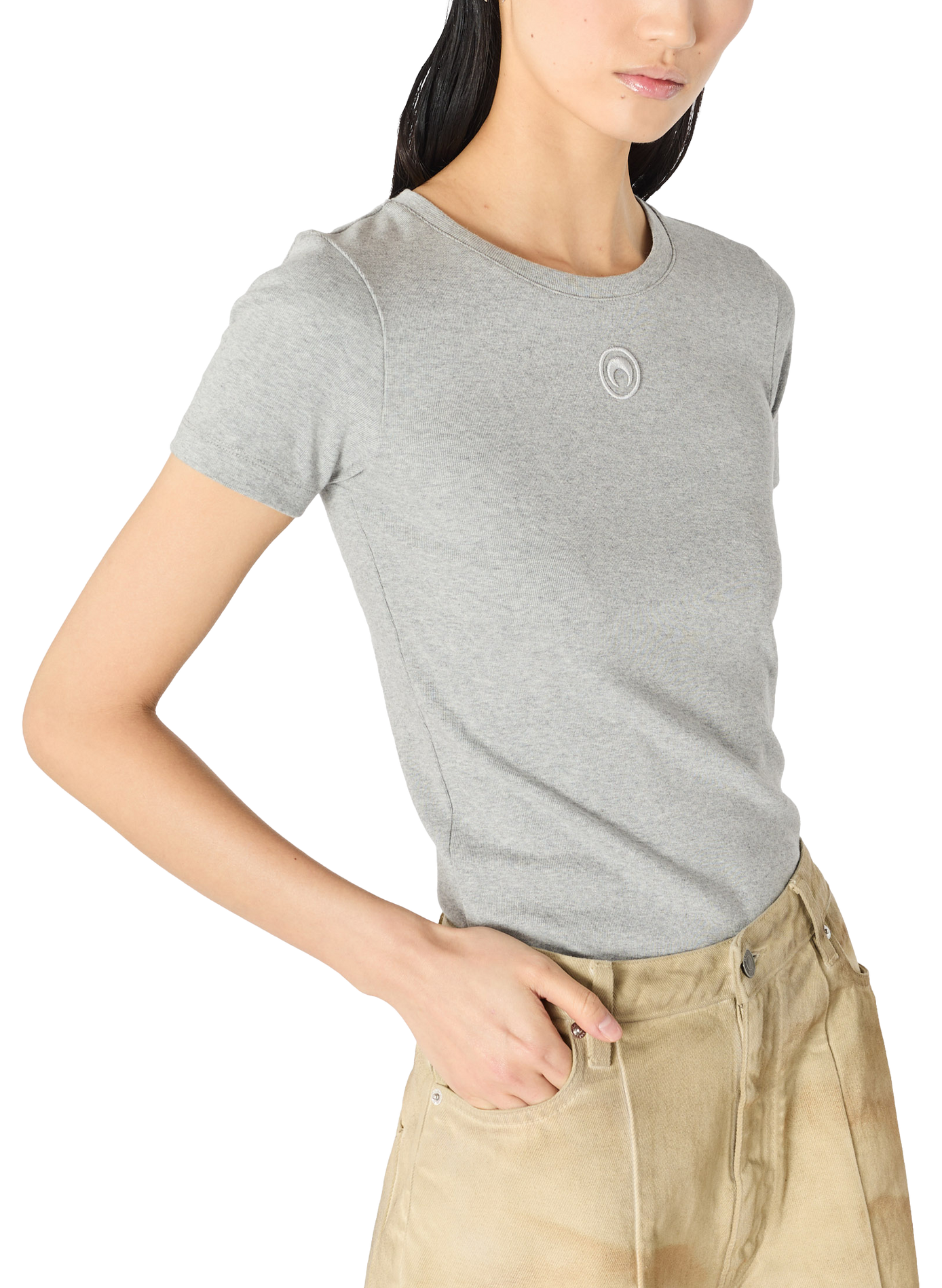 T-shirt baby fit logo moon coton biologique MARINE SERRE Gris