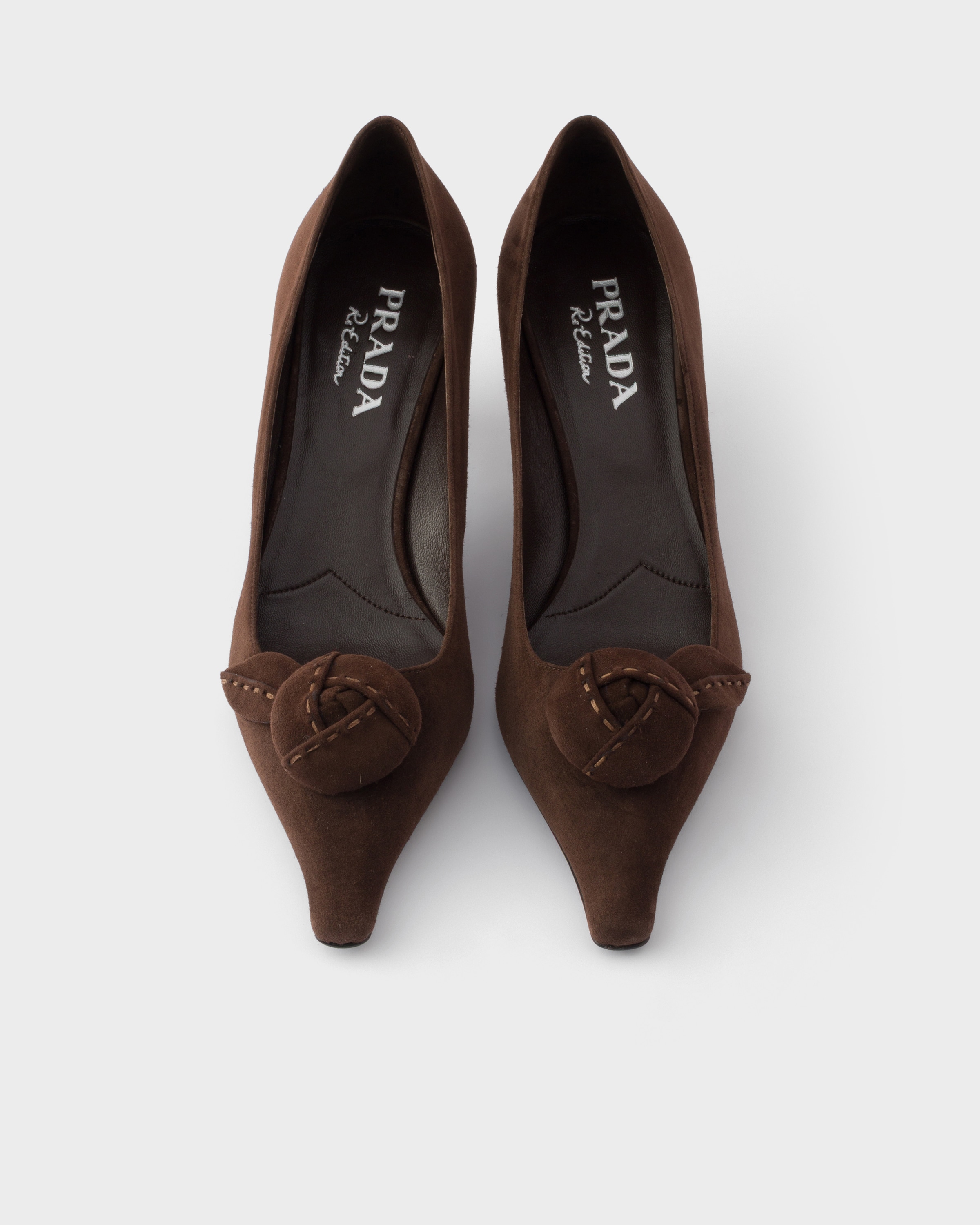 Escarpins en veau velours PRADA Marron