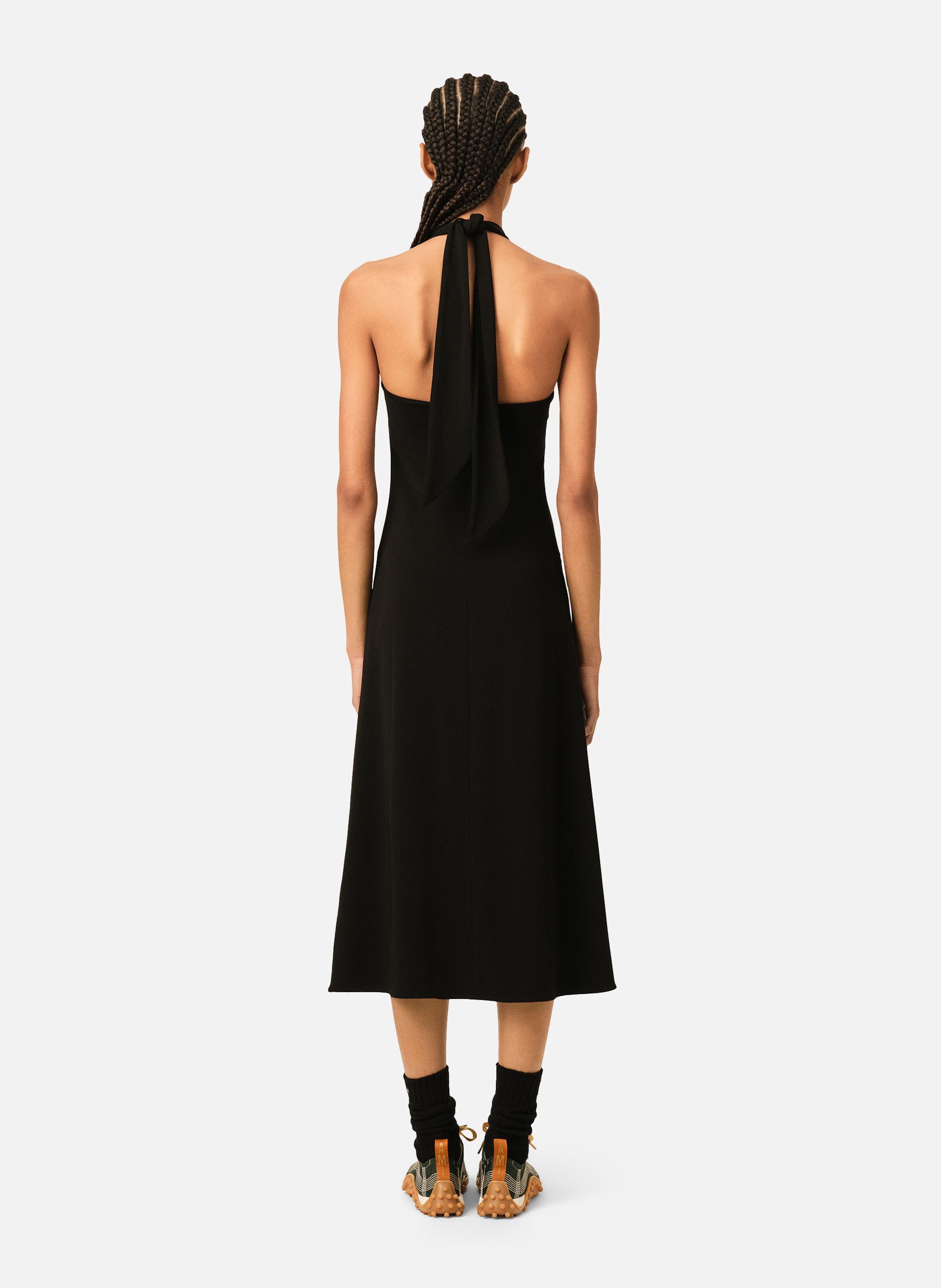 Robe midi dos nu en jersey AMI PARIS Noir