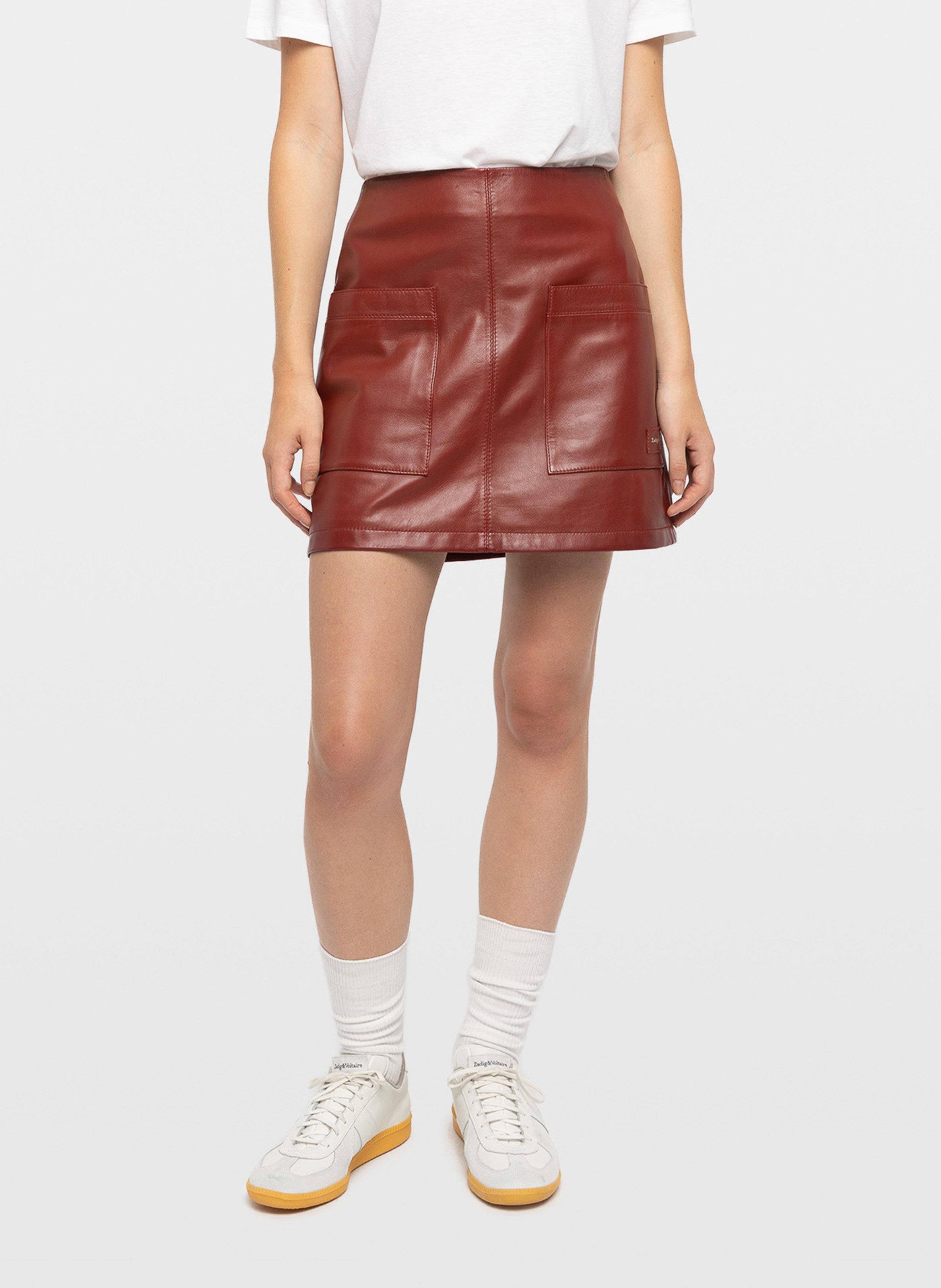 Korte leren rok in geel ZADIG&VOLTAIRE Rood