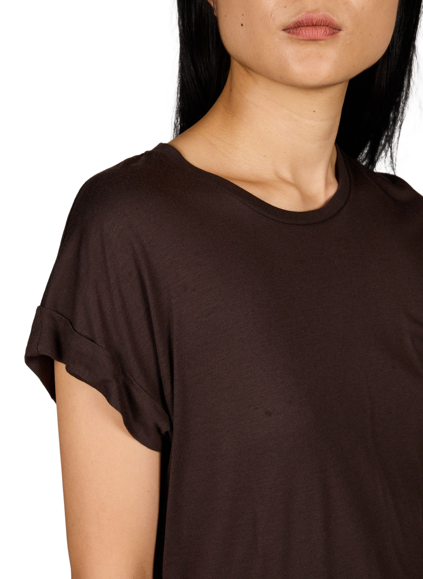 Gerader Rundhalsausschnitt T-Shirt CLOSED Braun