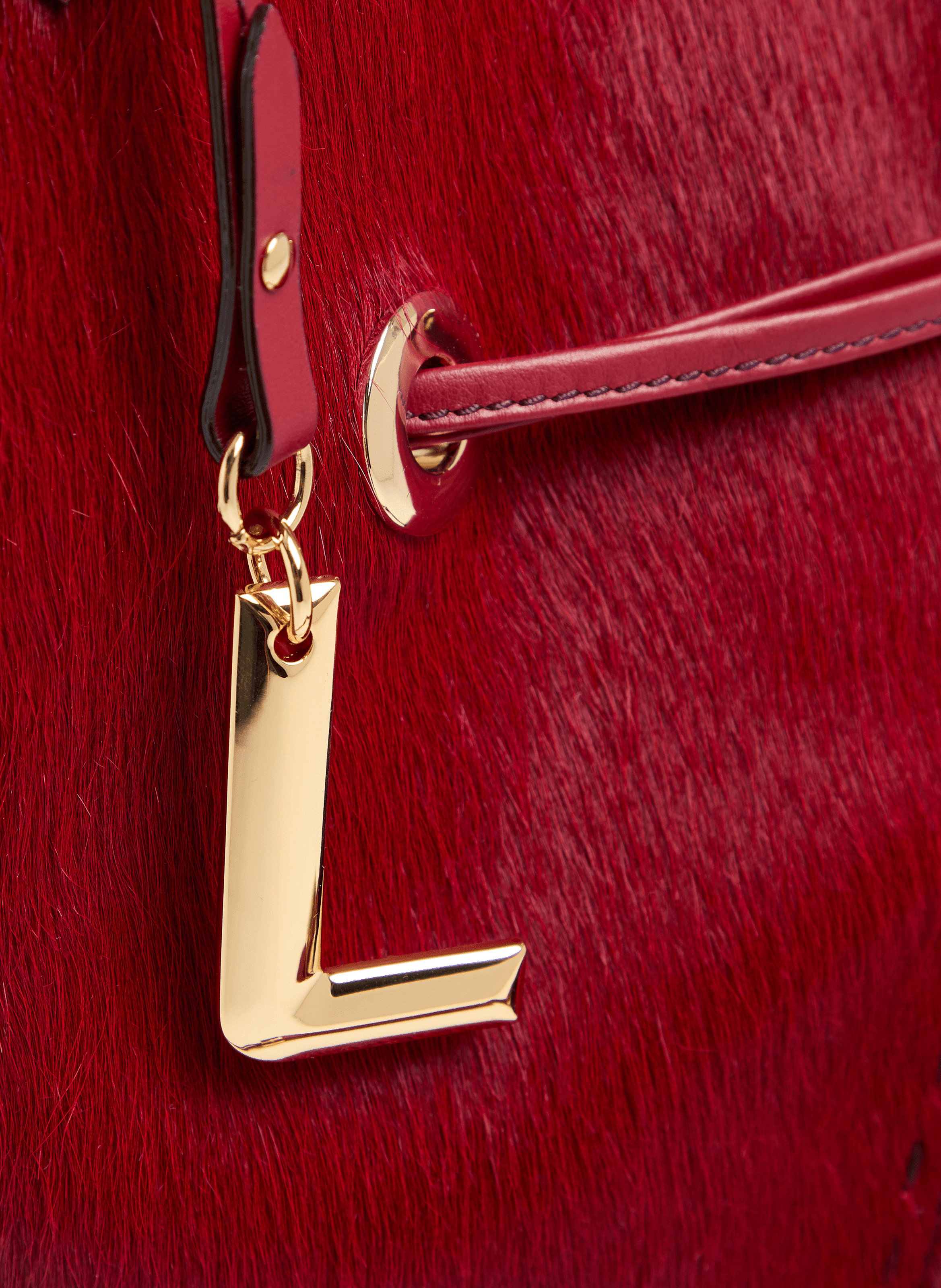 Sac seau premier flirt de lancel en animation 150y pony : cuirs de vachette pony & lisse LANCEL Rouge