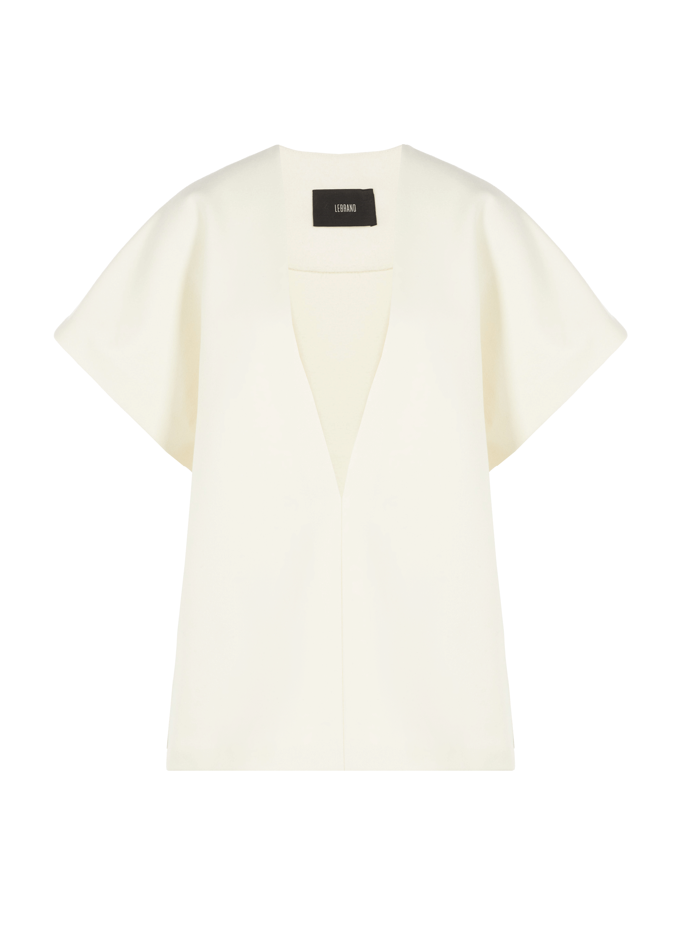 LEBRAND Veste manches courtes en laine vierge mélangée Beige