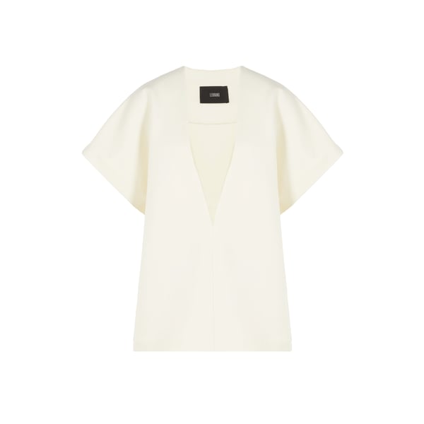 Veste manches courtes en laine vierge mélangée