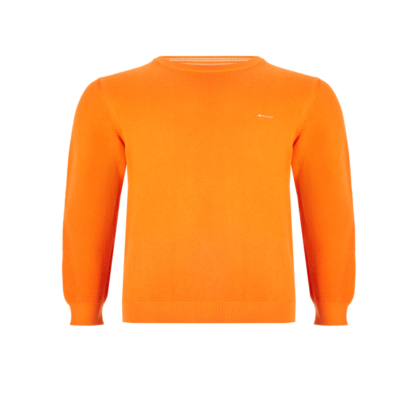 Gant Cotton Piqué Knit Jumper In Orange