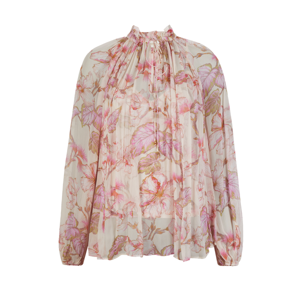 Zimmermann Floral Viscose Blouse In Pink