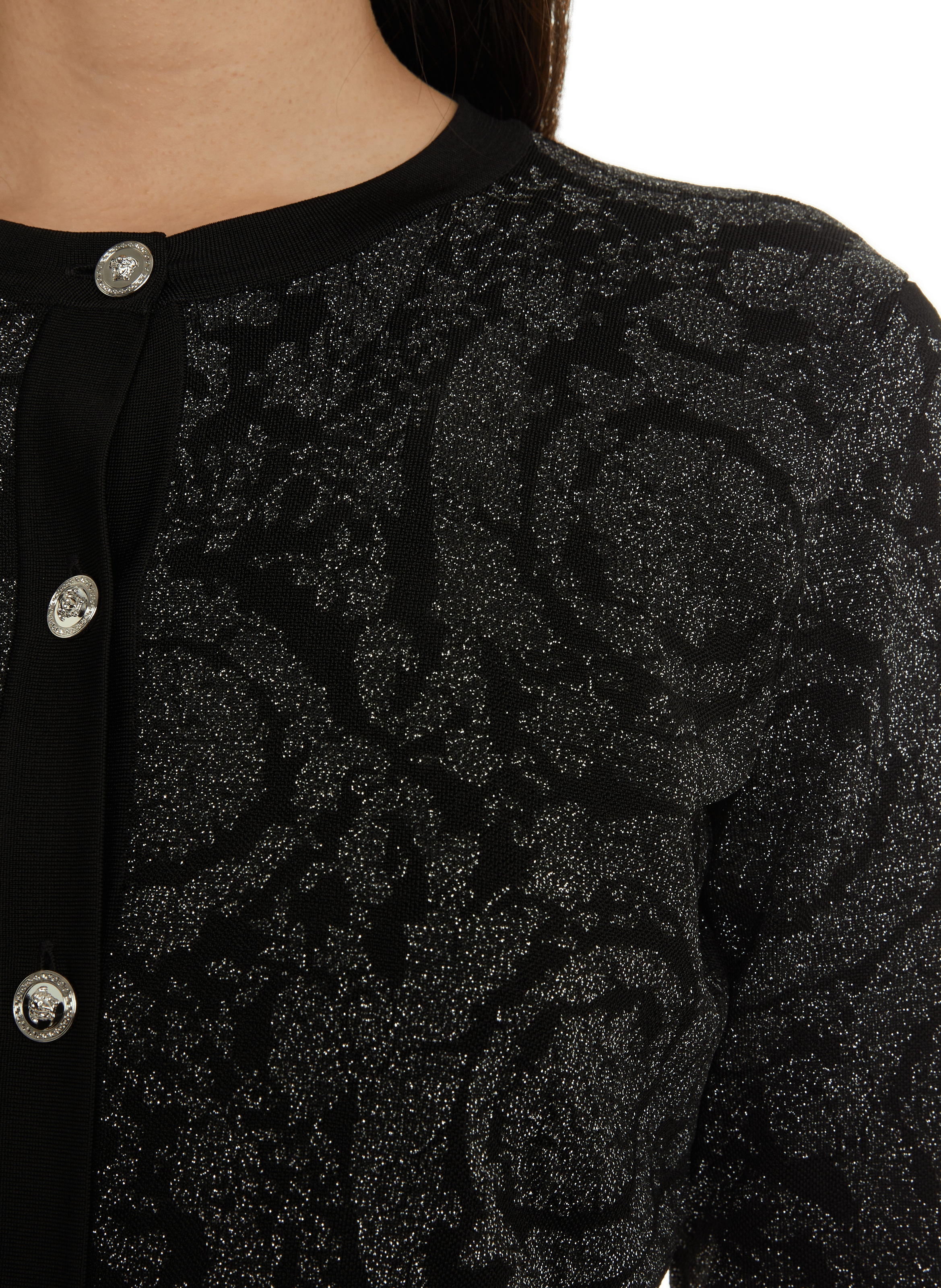 Cardigan court à motif  VERSACE Noir