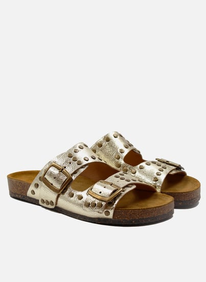 Mules liège clous cuir métallisé JULES & JENN Mules liège clous cuir métallisé JULES & JENN