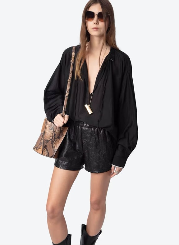 Blouse oversize en coton mélangé troene Noir by ZADIG&VOLTAIRE ZADIG&VOLTAIRE Blouse oversize en coton mélangé troene Noir