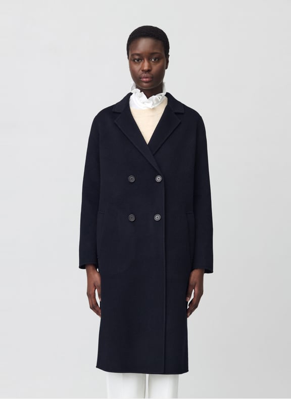 Manteau col tailleur en laine mélangée Bleu by CLAUDIE PIERLOT CLAUDIE PIERLOT Manteau col tailleur en laine mélangée Bleu