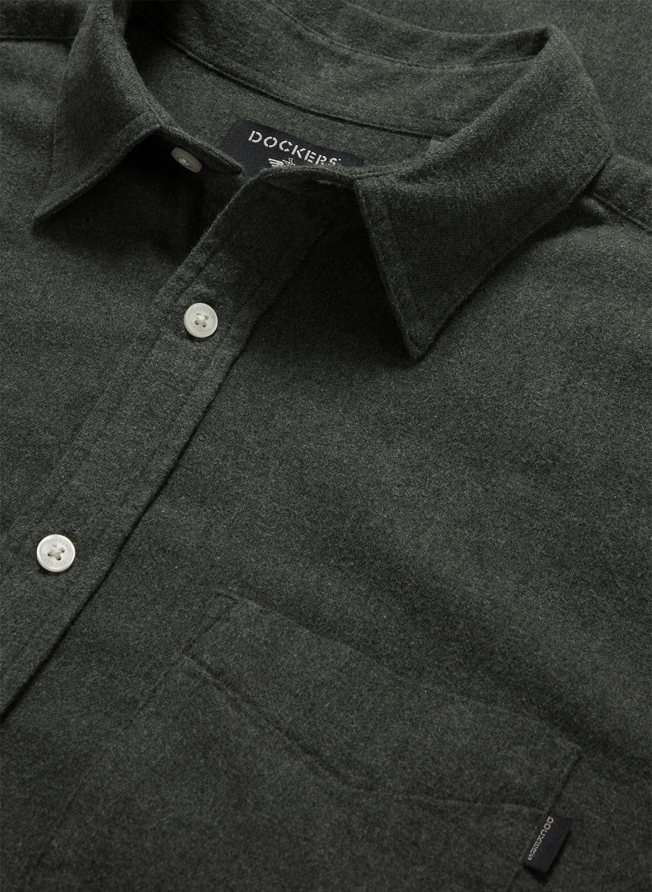 Chemise slim en lin et coton DOCKERS Kaki