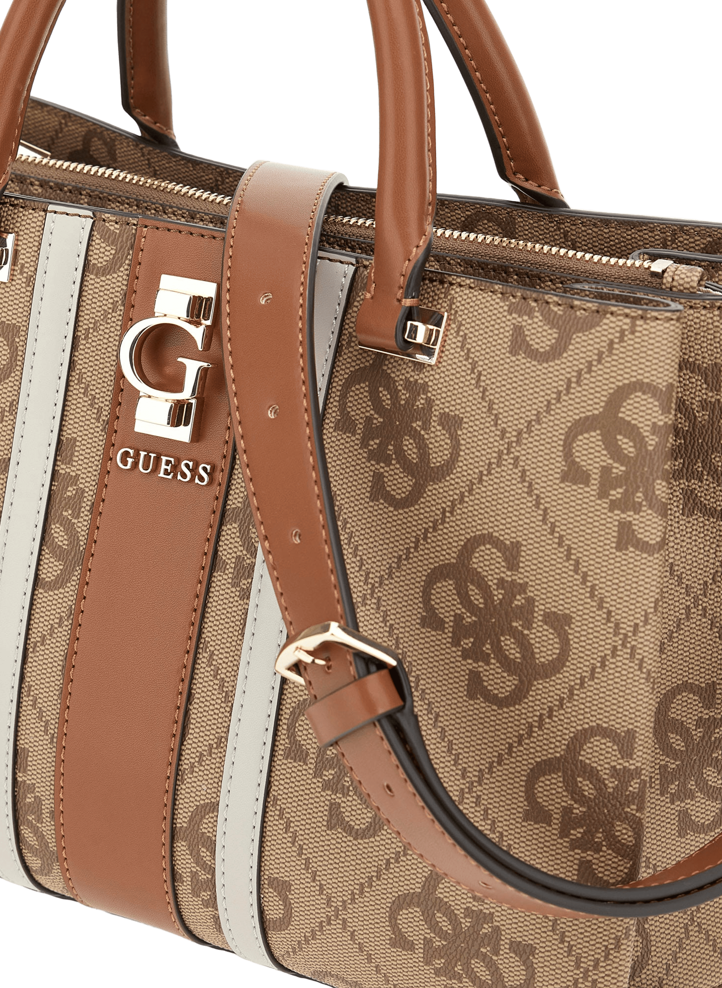 Handbag with logo GUESS Brown
