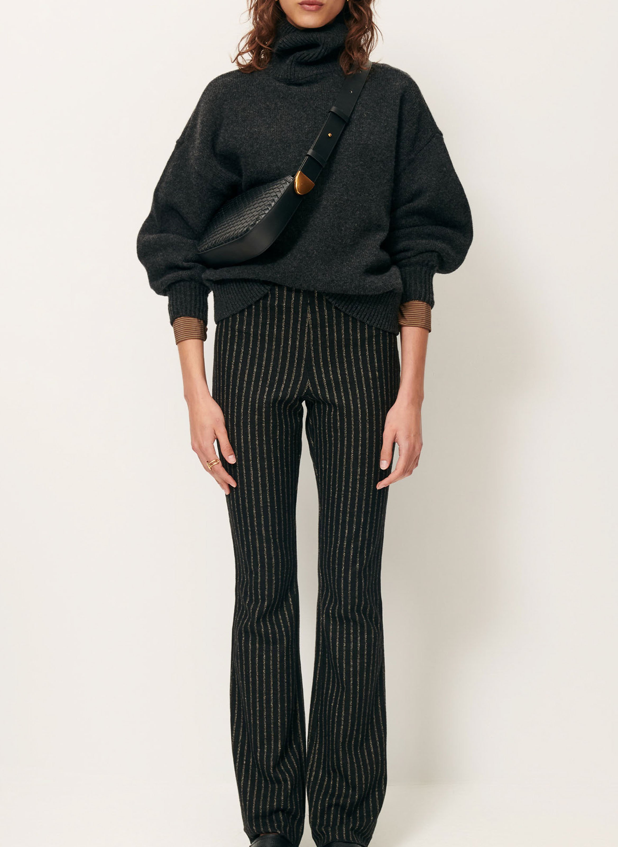 Pantalon bootcut stretch à rayures hediwalk SESSUN Noir