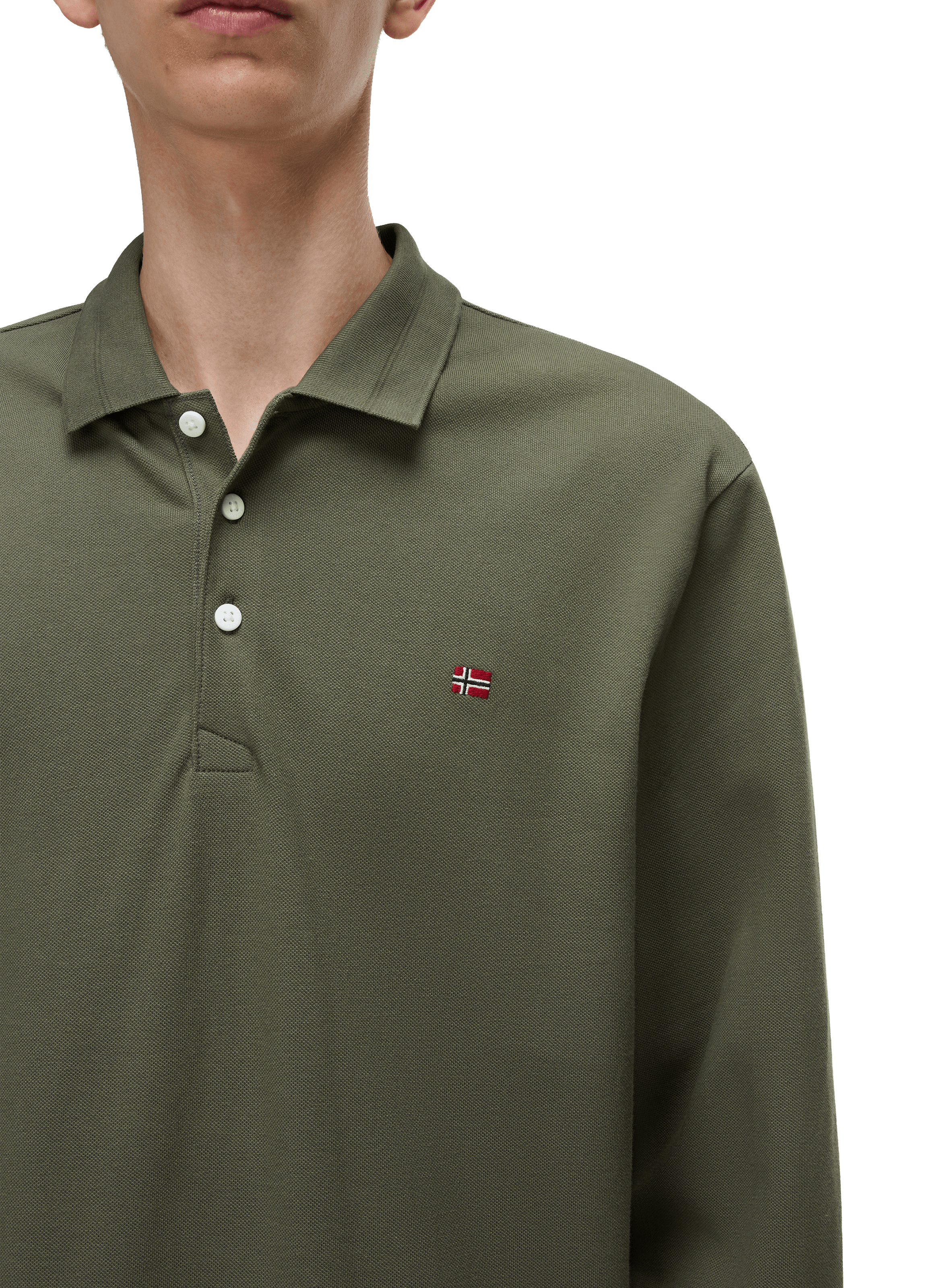 Long-sleeved cotton polo shirt NAPAPIJRI Green