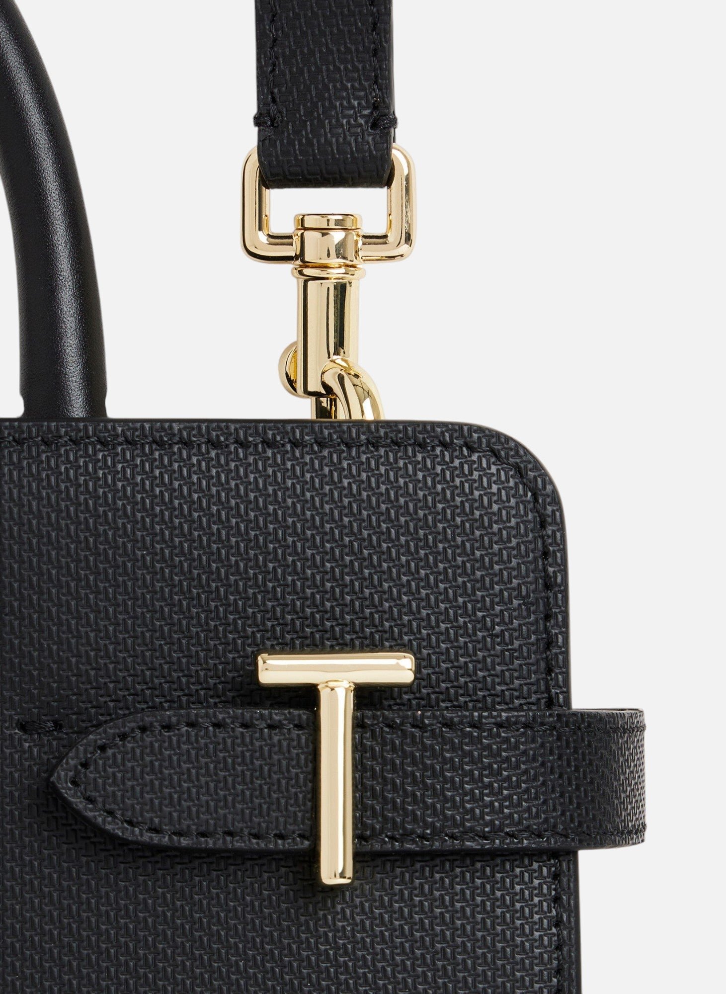 Sac à main moyen modèle emilie en cuir signature t Noir