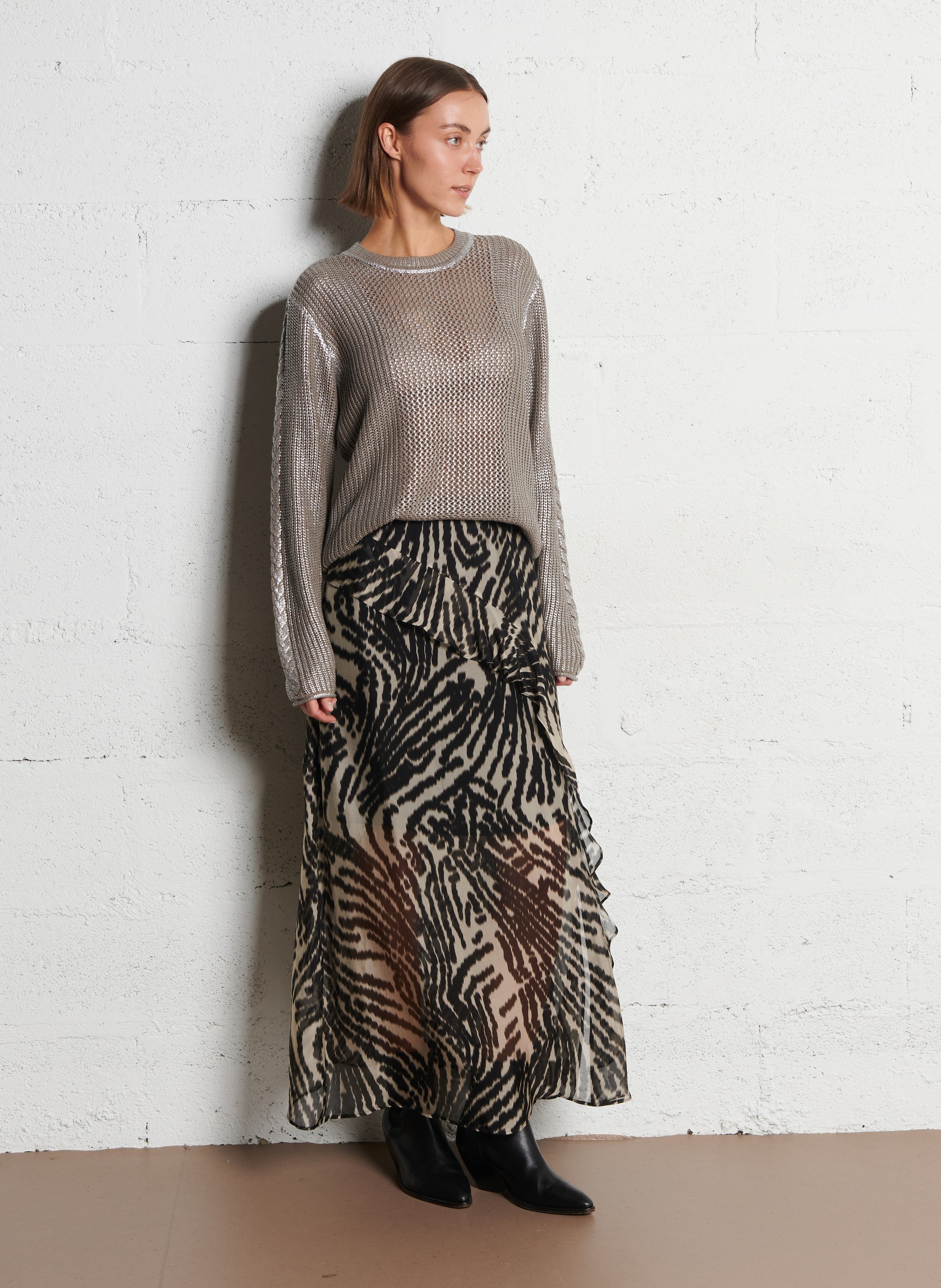 Pull droit en maille IKKS Beige