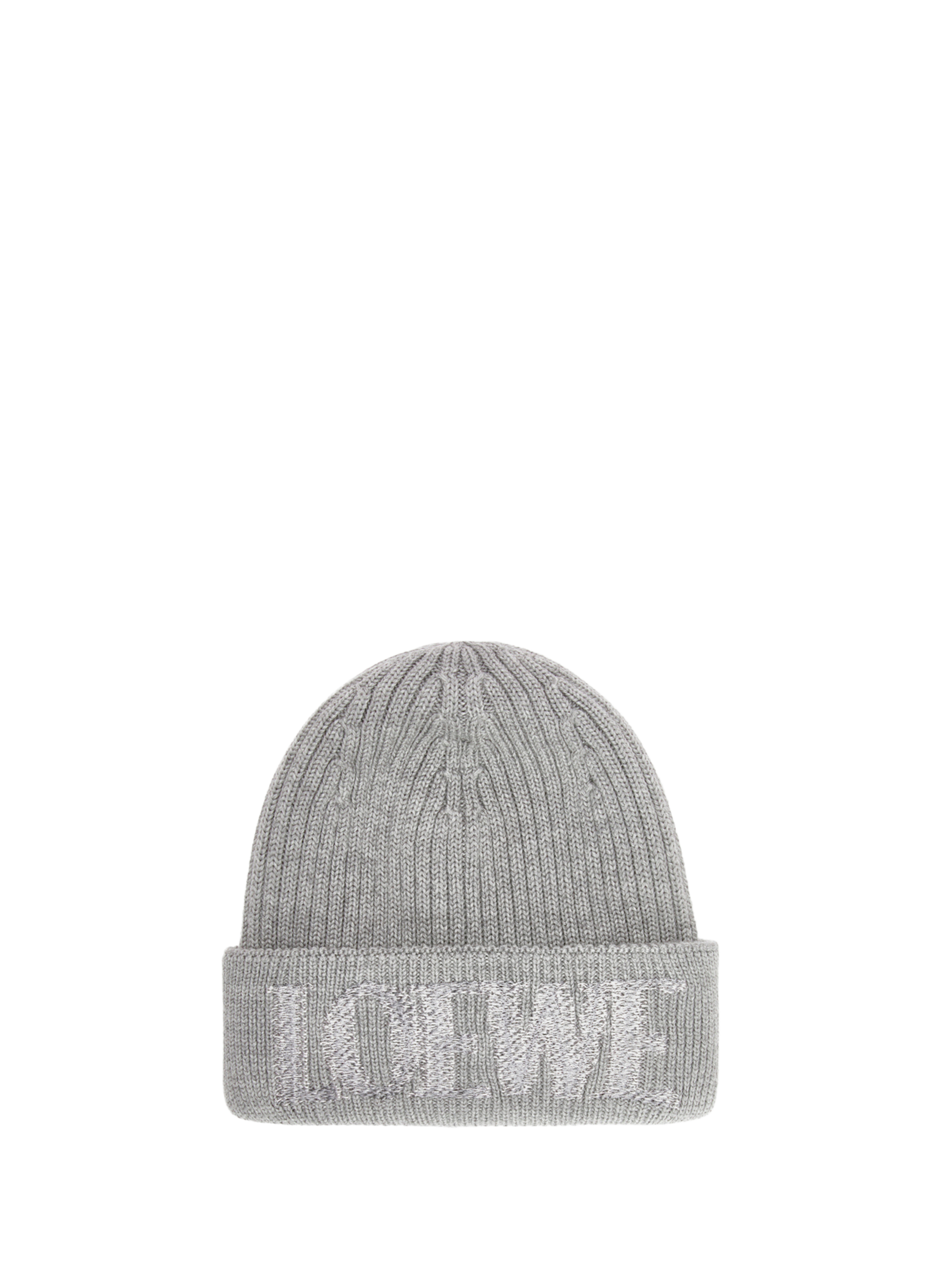LOEWE Ribbed wool beanie with embroideries Grey