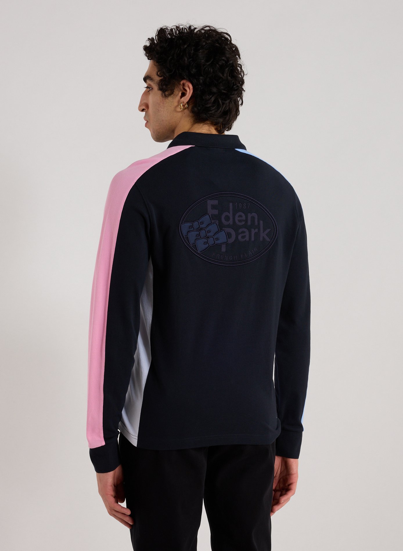Long-sleeved cotton polo shirt EDEN PARK Pink