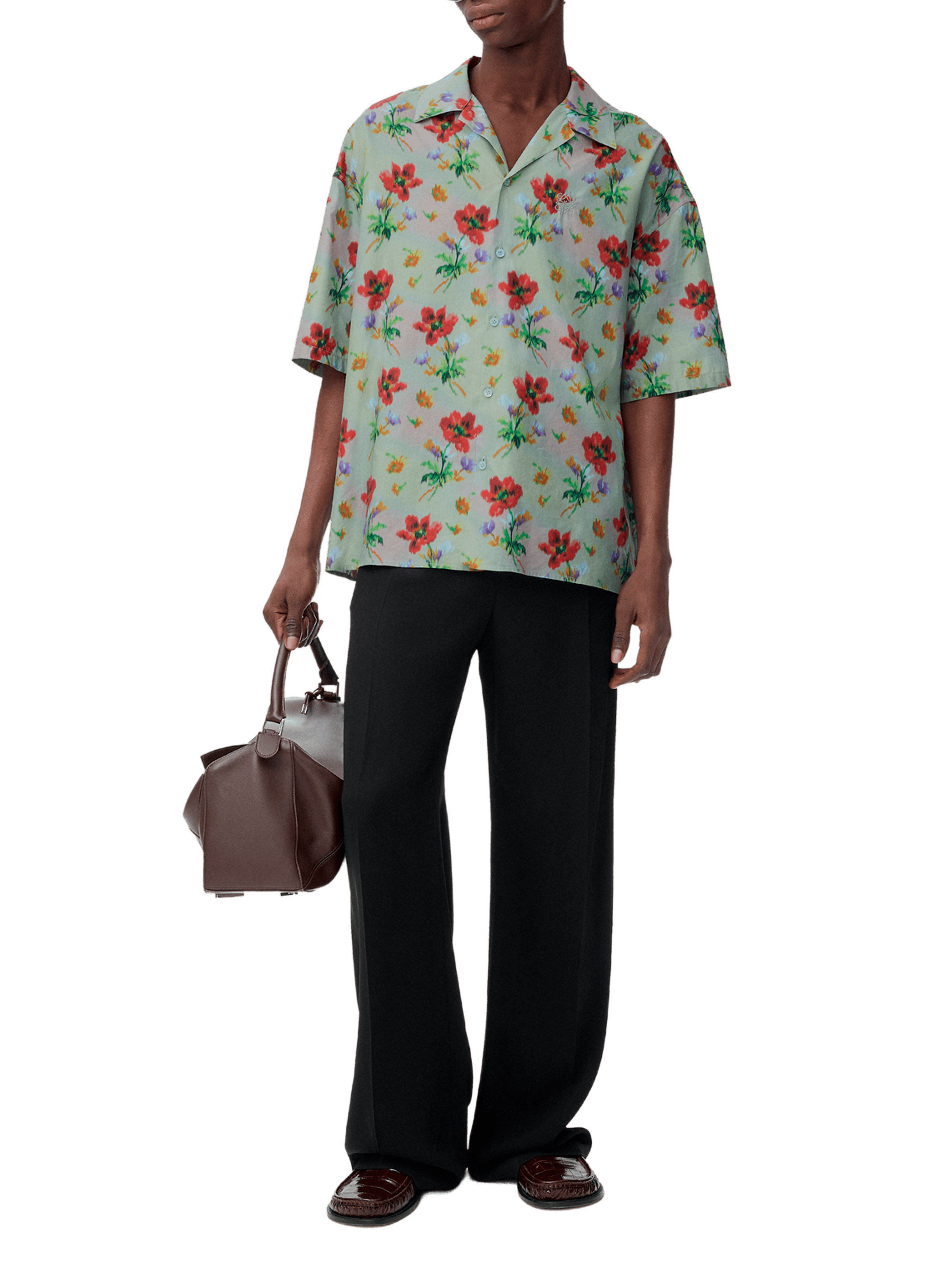 Printed short-sleeve shirt in cotton and silk LOEWE Multicolour
