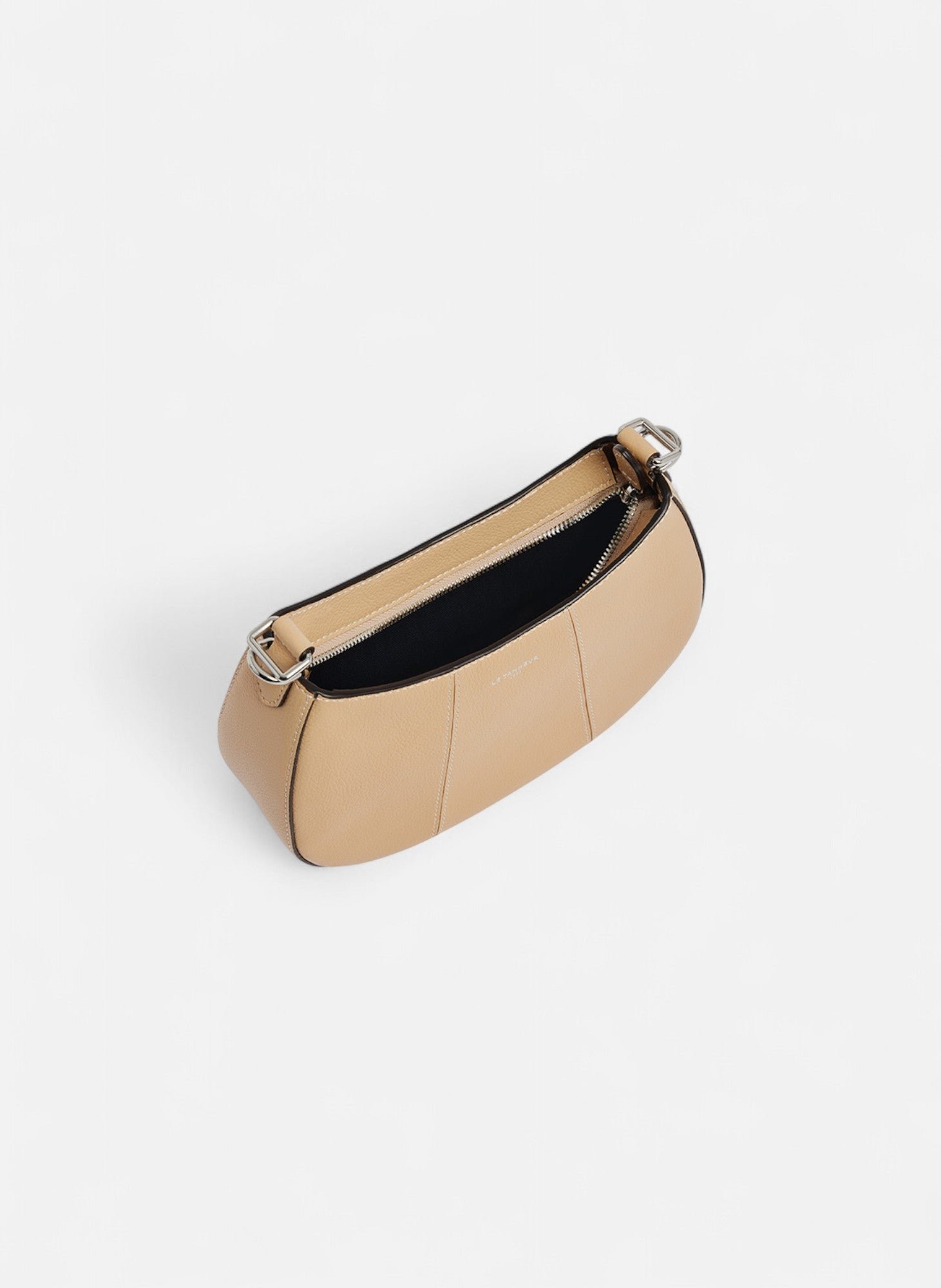 Petit sac demi-lune juliette en cuir grainé LE TANNEUR Beige