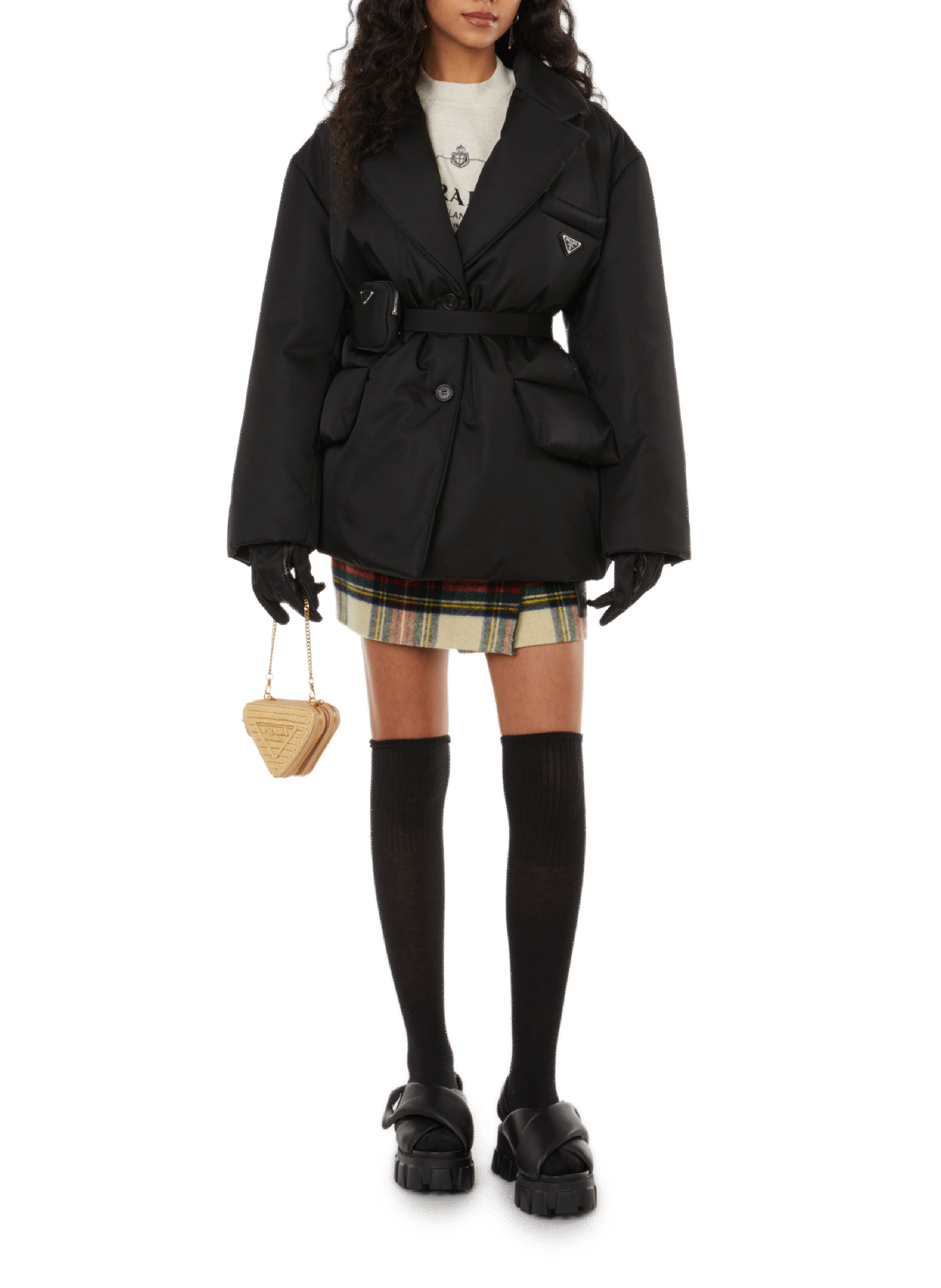 Gants bi matière  PRADA Noir