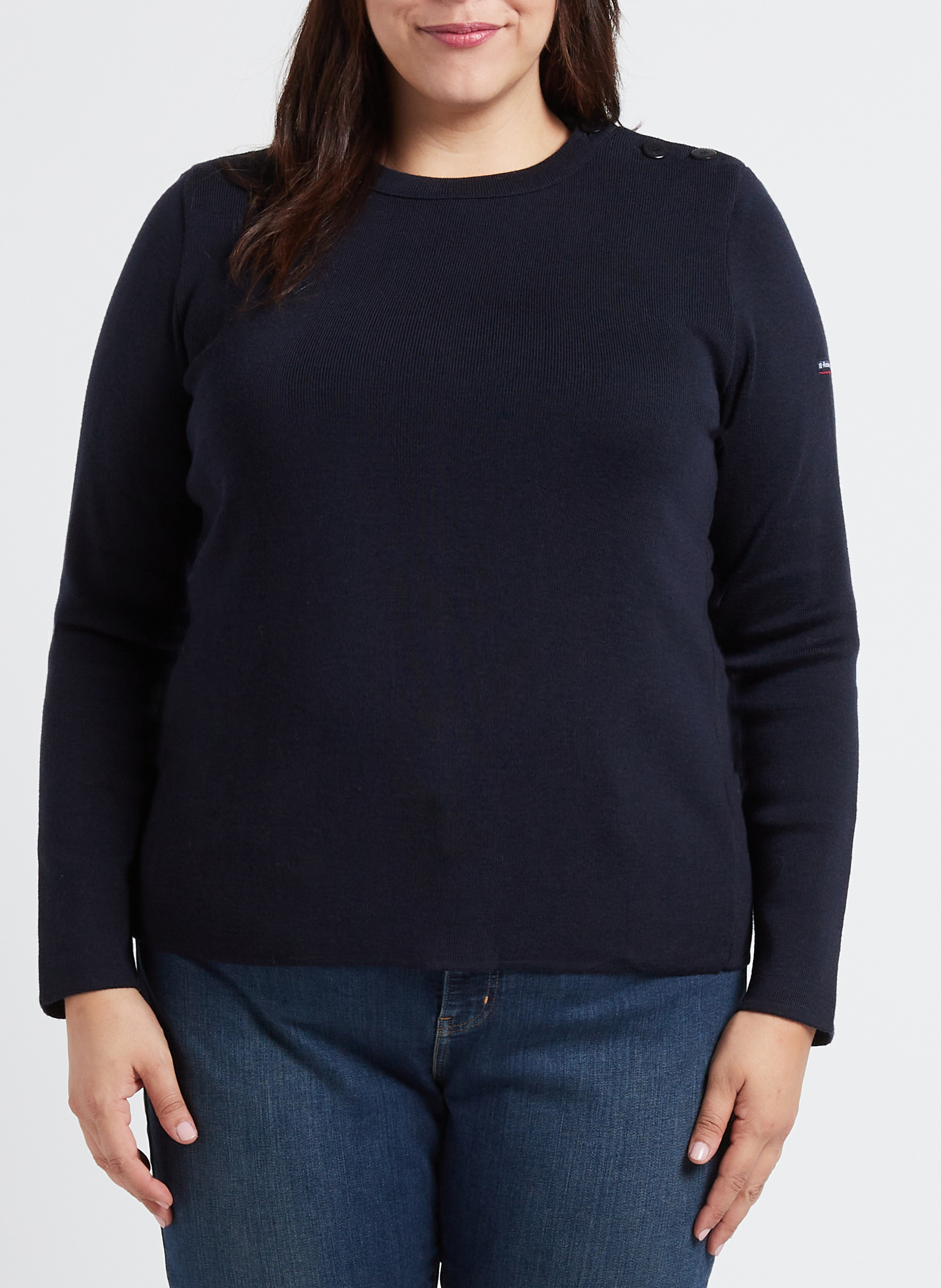 Pull col rond rayé en laine briac ARMOR-LUX Bleu