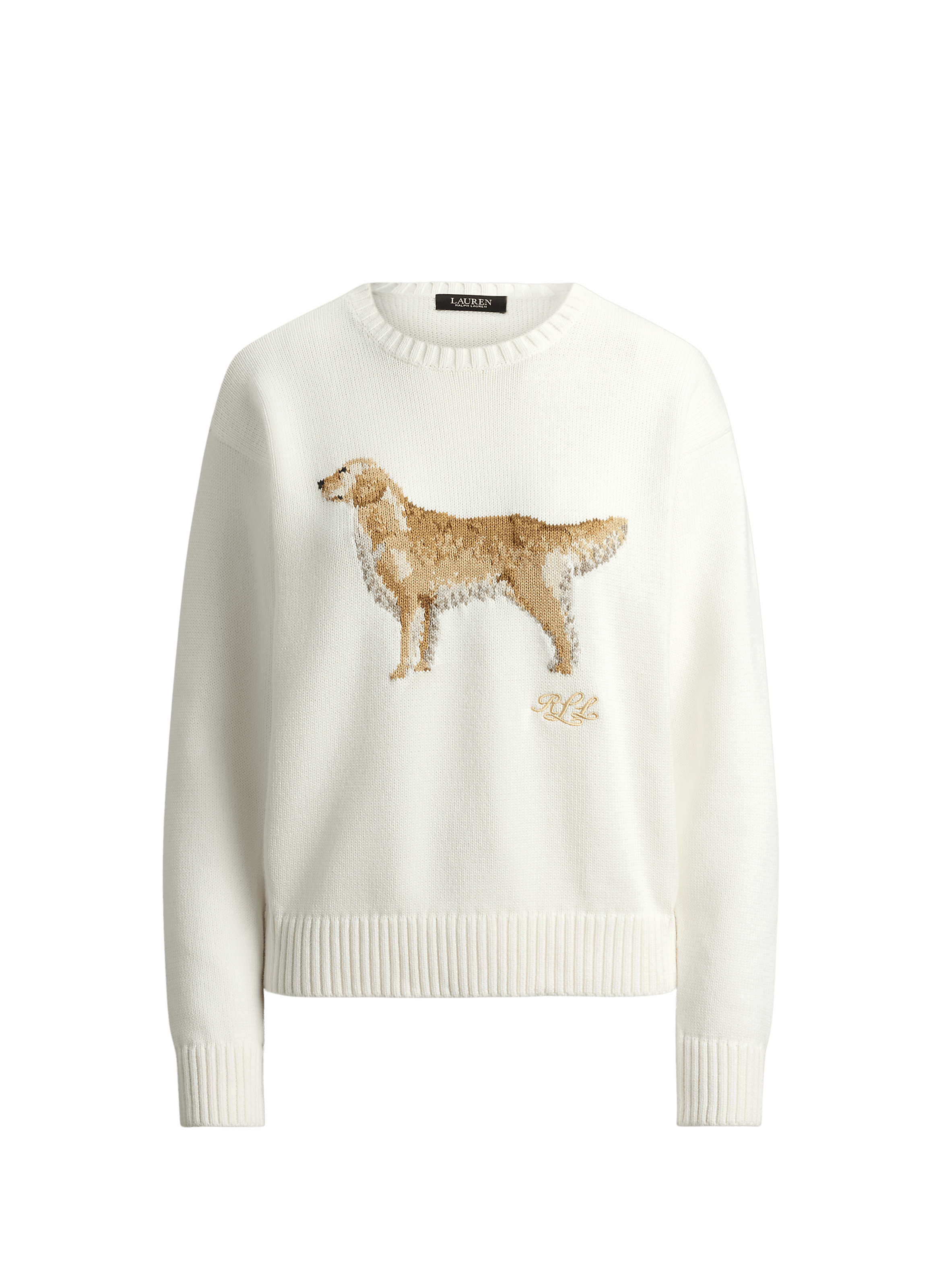 Pull droit imprimé en coton LAUREN Blanc